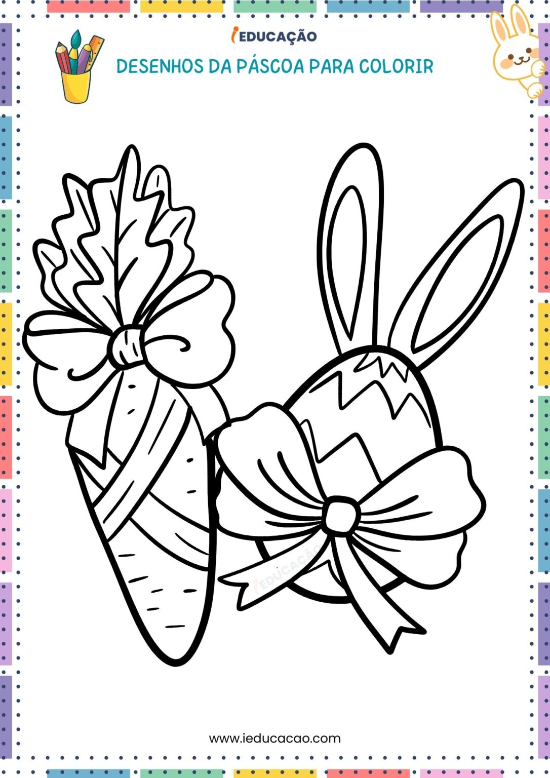 85 Desenhos da Páscoa para Colorir com Coelhinhos para Imprimir