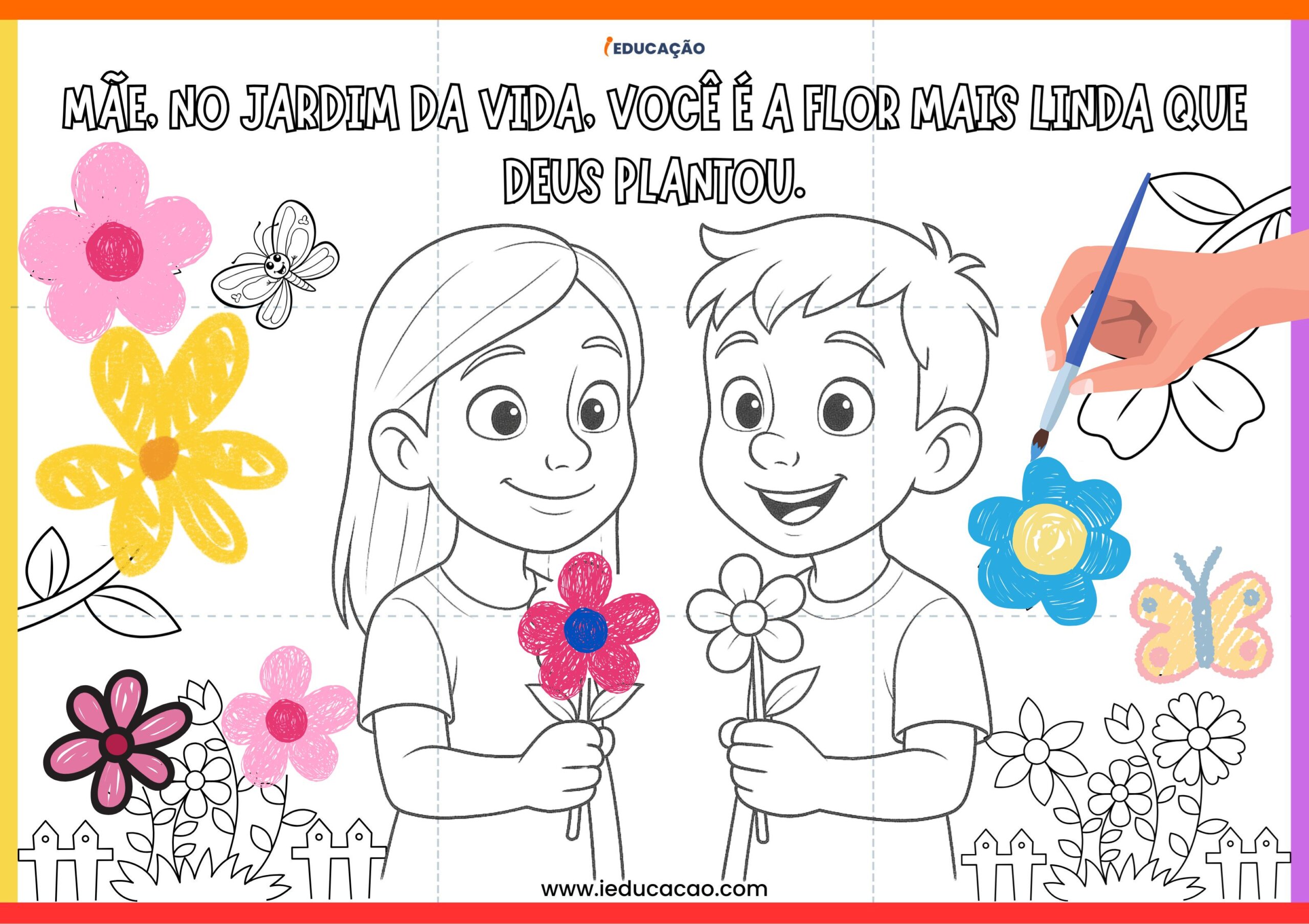 Painel Interativo Dia das Mães para Colorir e Imprimir - iEducação Painel Interativo Dia das Mães para Imprimi