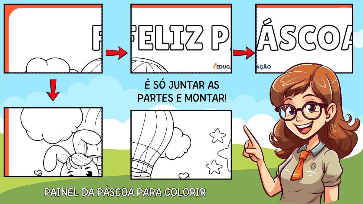 Painel Interativo da páscoa para Colorir - iEducação Painel Interativo da Páscoa para imprimir - Painel da Páscoa para Colorir - Como Montar o Painel de Páscoa