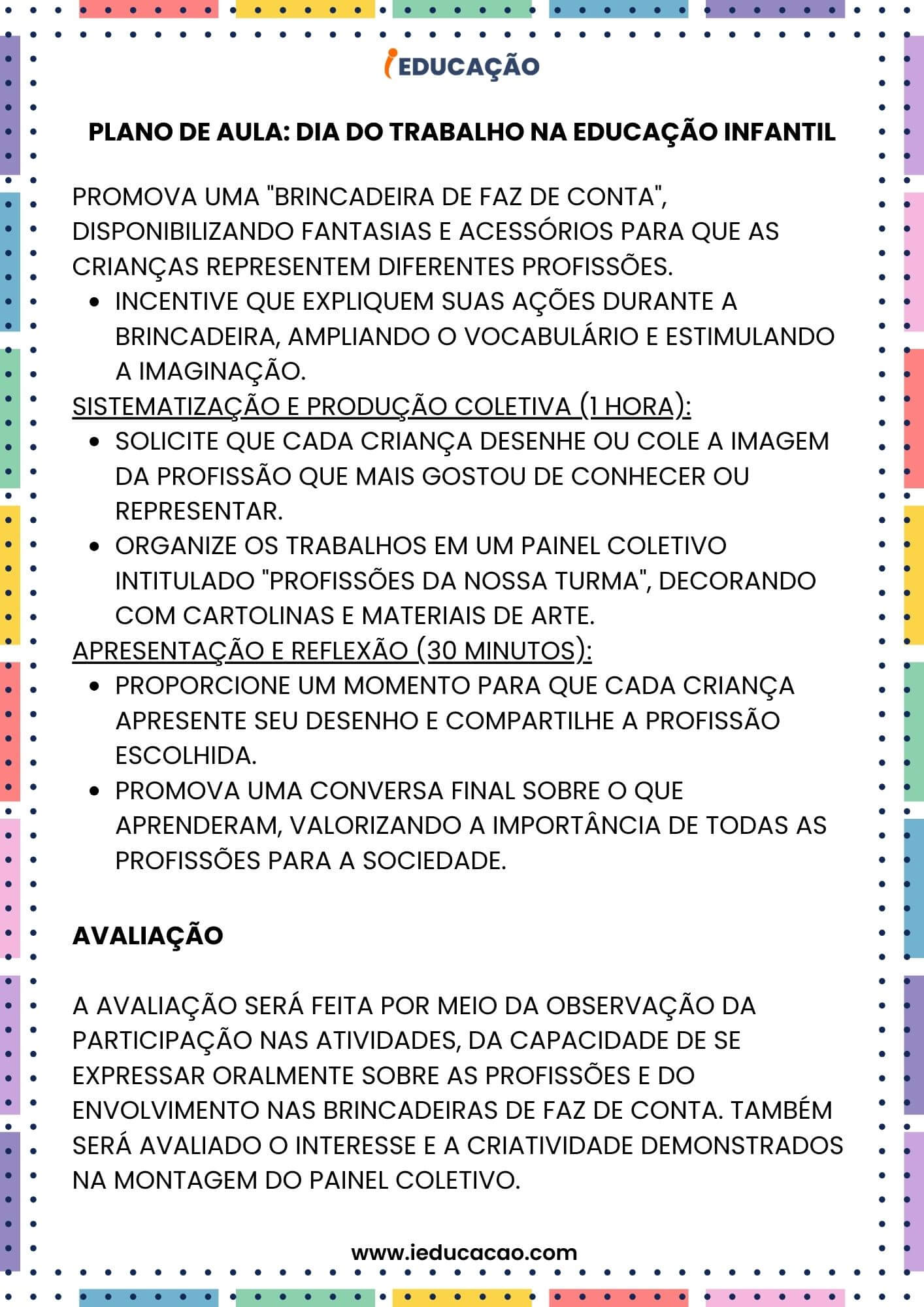 Sequência Didática para o Dia do Trabalho na Educação Infantil - iEducação Sequência Didática para o Dia do Trabalho - Plano de Aula Pronto
