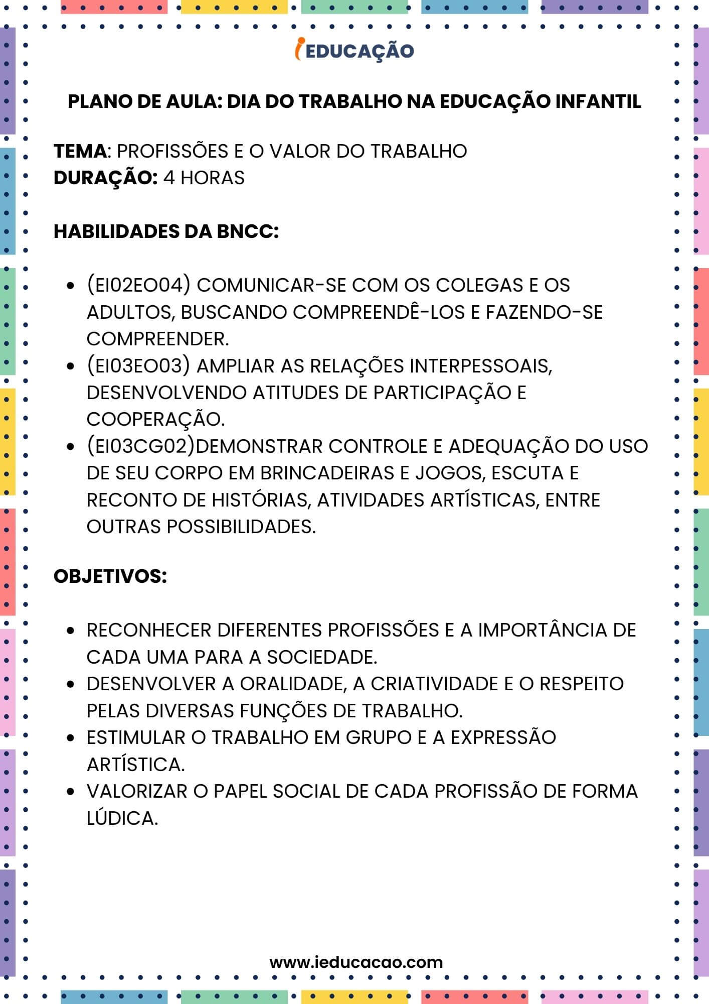 Sequência Didática para o Dia do Trabalho na Educação Infantil - iEducação Sequência Didática para o Dia do Trabalho - Plano de Aula_ Dia do Trabalho na Educação Infantil