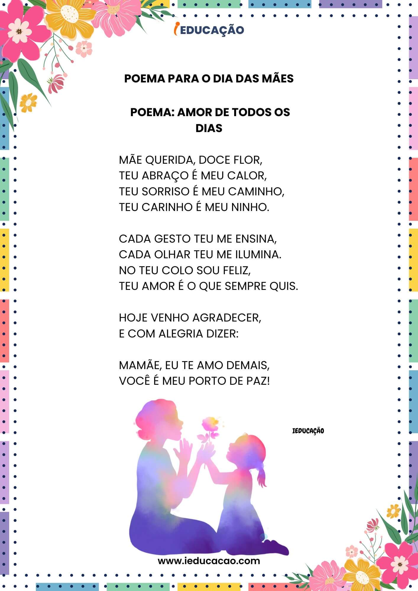 Apresentação para o Dia das Mães com Ideias Criativas - iEducação Apresentação para o Dia das Mães - Poema para o Dia das Mães