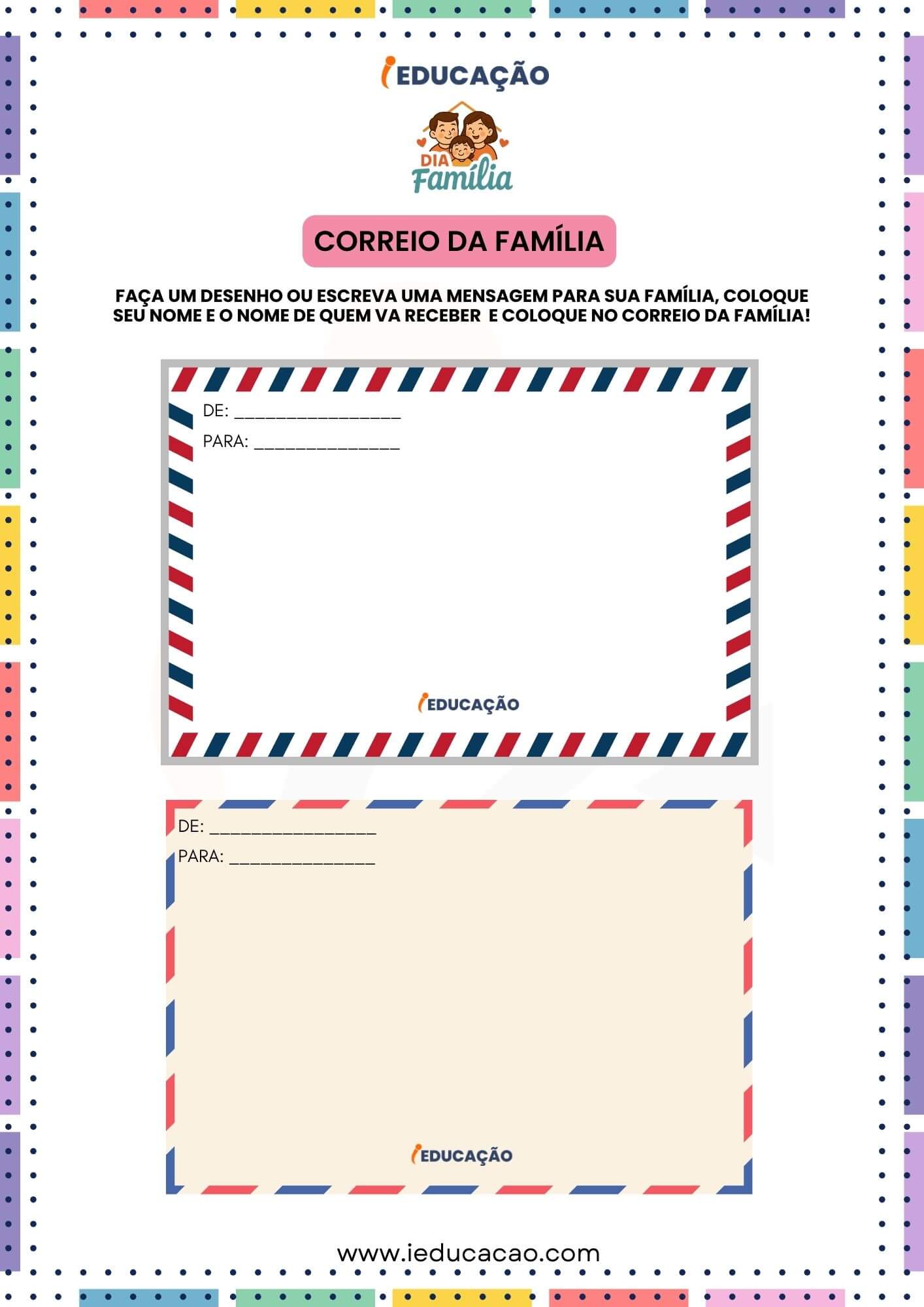 Atividades Lúdicas Sobre Família para Educação Infantil - iEducação Atividades Lúdicas Sobre Família - Correio da Família