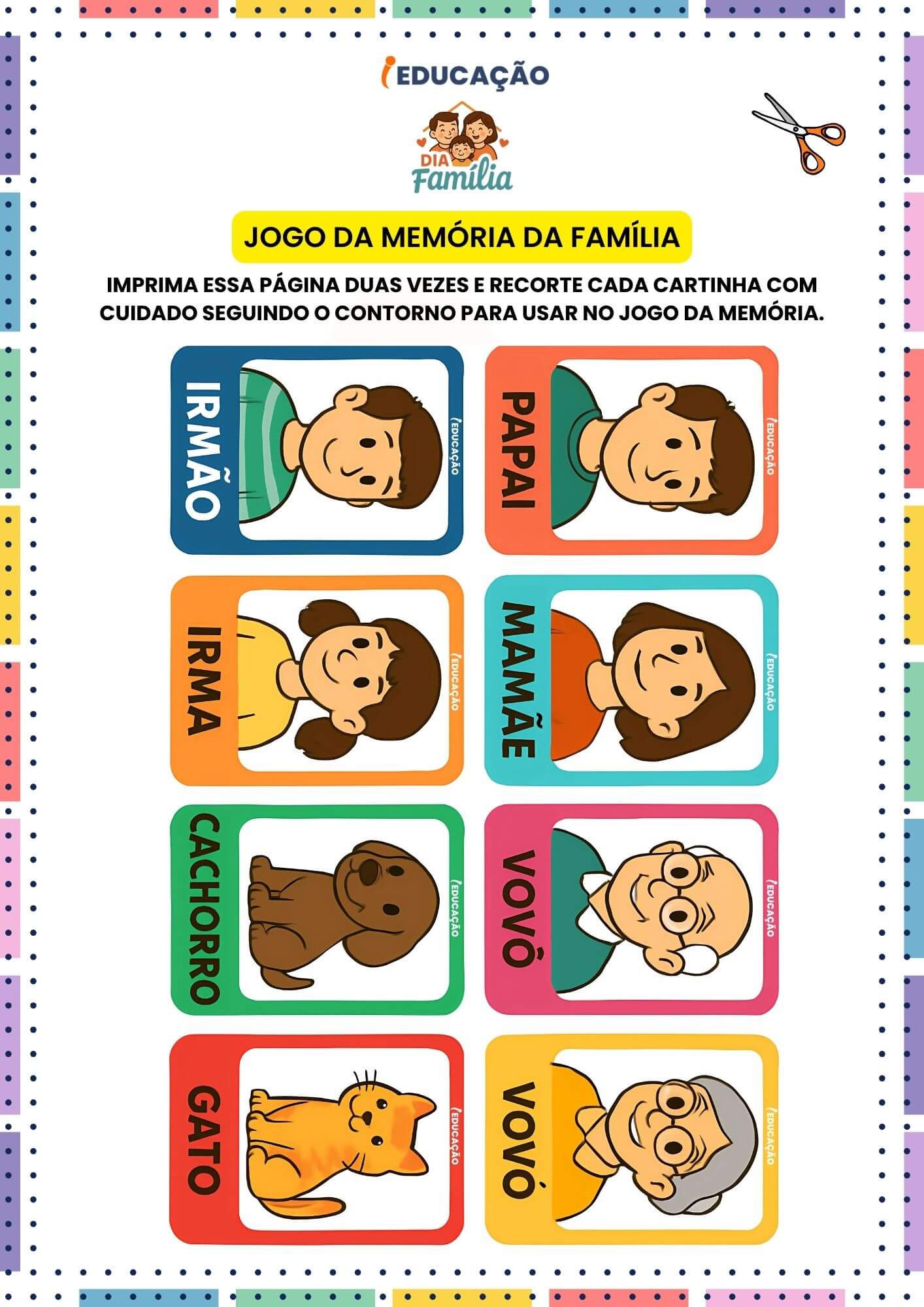 Atividades Lúdicas Sobre Família para Educação Infantil - iEducação Atividades Lúdicas Sobre Família - Jogo da Memória da Família