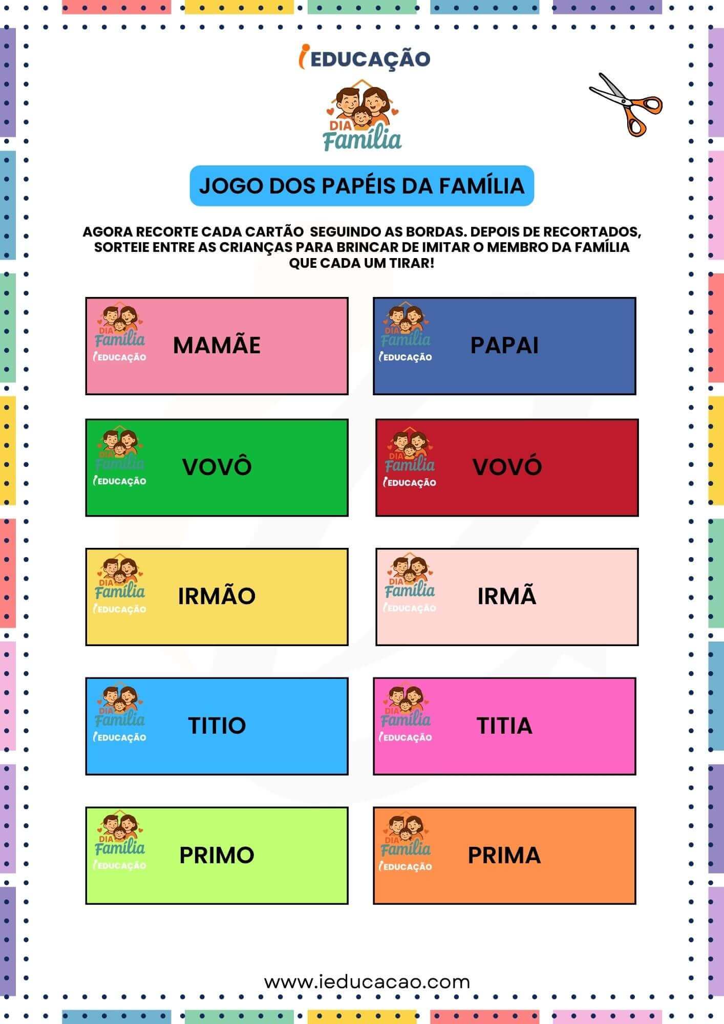 Atividades Lúdicas Sobre Família para Educação Infantil - iEducação Atividades Lúdicas Sobre Família - Jogo dos Papéis da Família