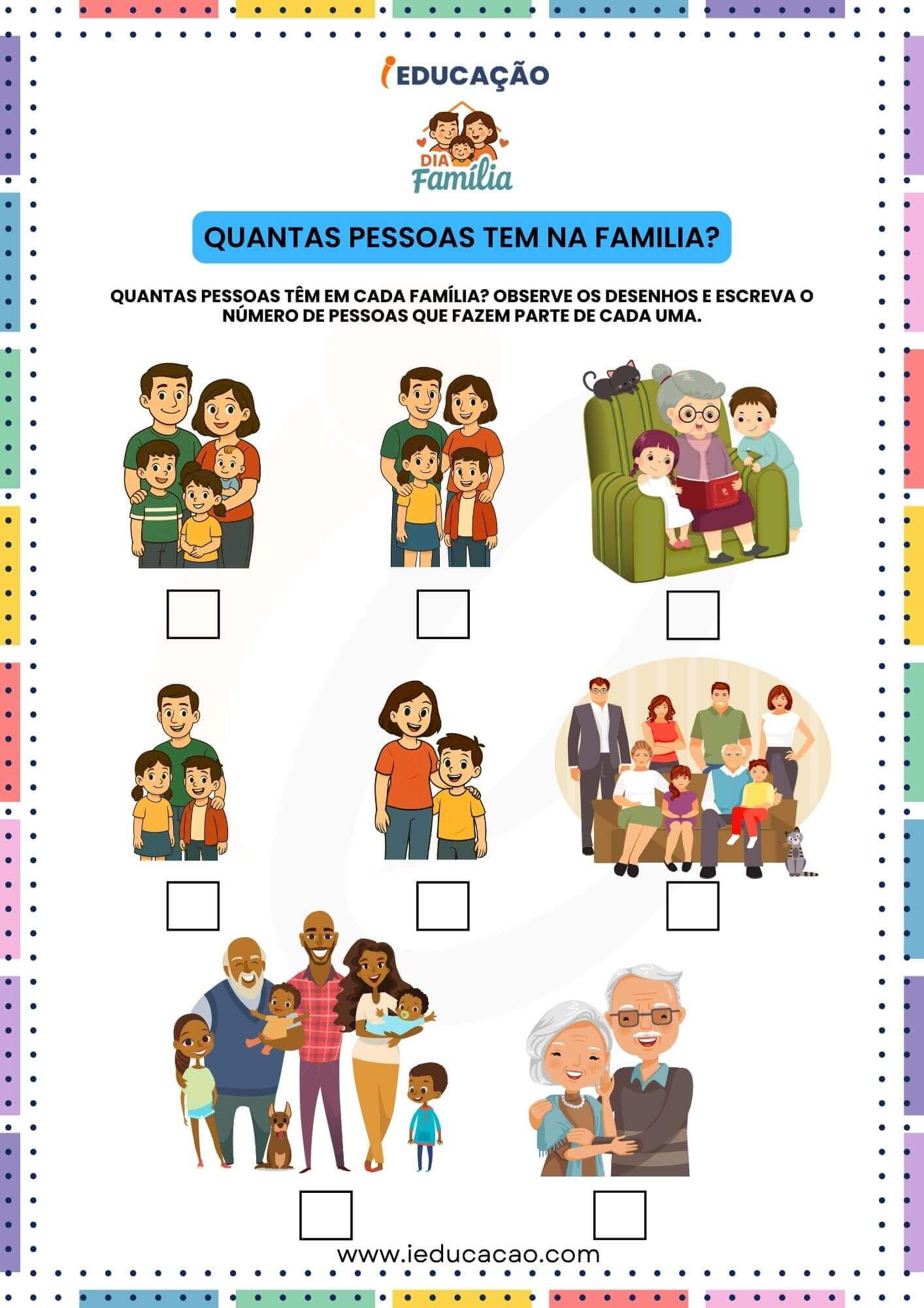 Atividades Lúdicas Sobre Família para Educação Infantil - iEducação Atividades Lúdicas Sobre Família - Quantas Pessoas tem na Família - Dia da Família na escola com atividades de matemática