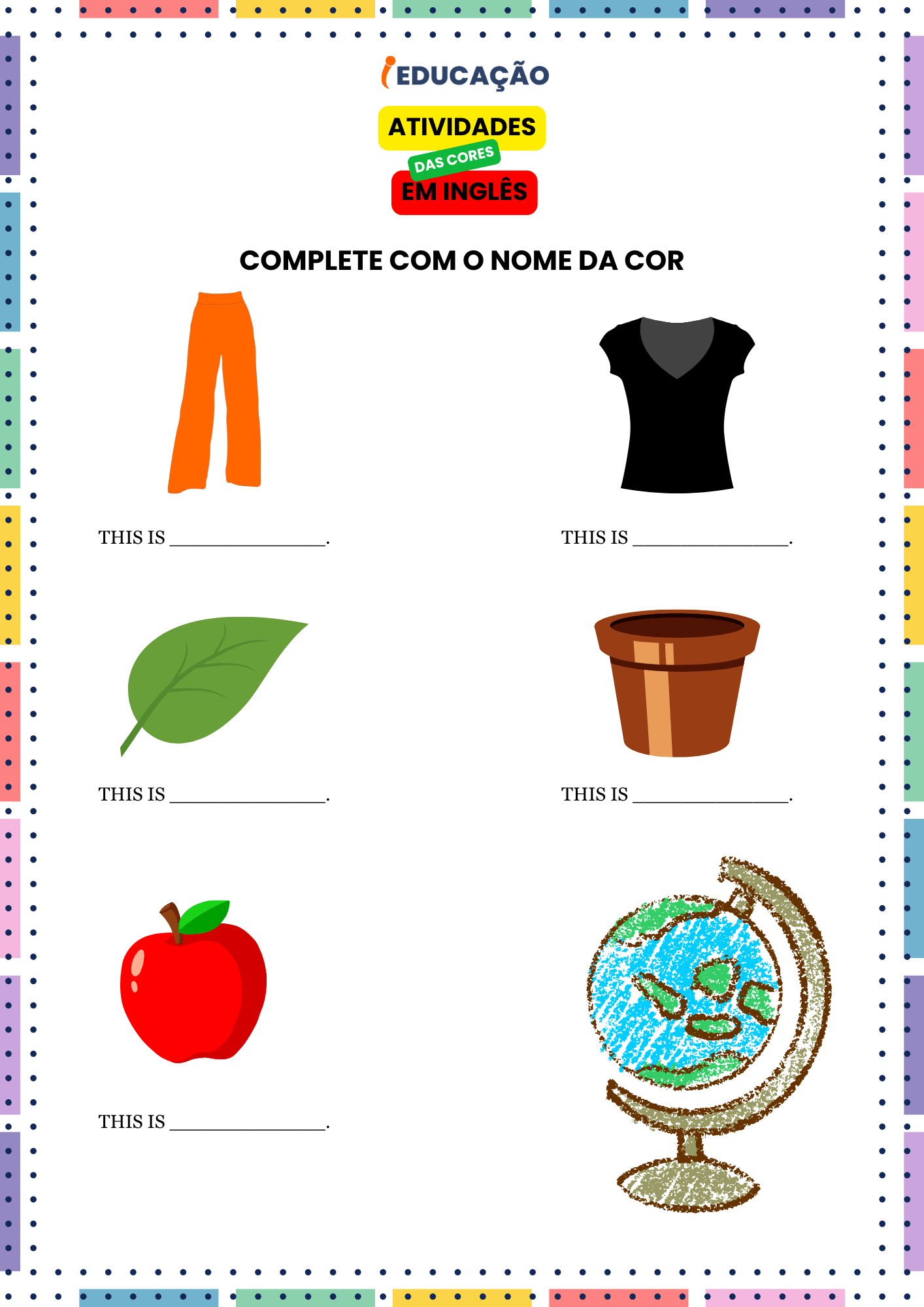 Atividades das Cores em Inglês para os Anos Iniciais - iEducação Atividades das Cores em Inglês - Atividade Sobre as Cores em Inglês