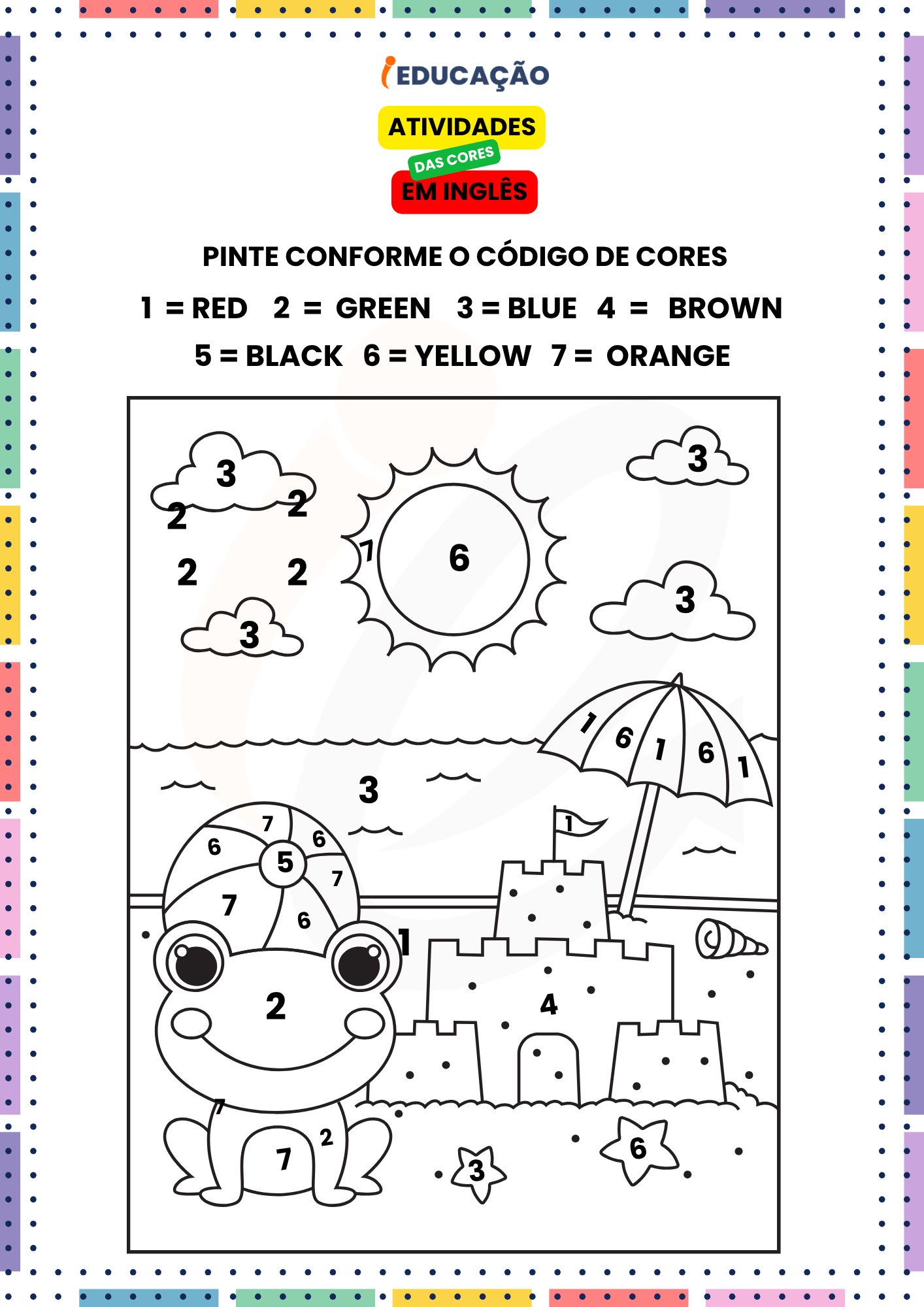 Atividades das Cores em Inglês para os Anos Iniciais - iEducação Atividades das Cores em Inglês - Atividade de Pintar com Cores em Inglês