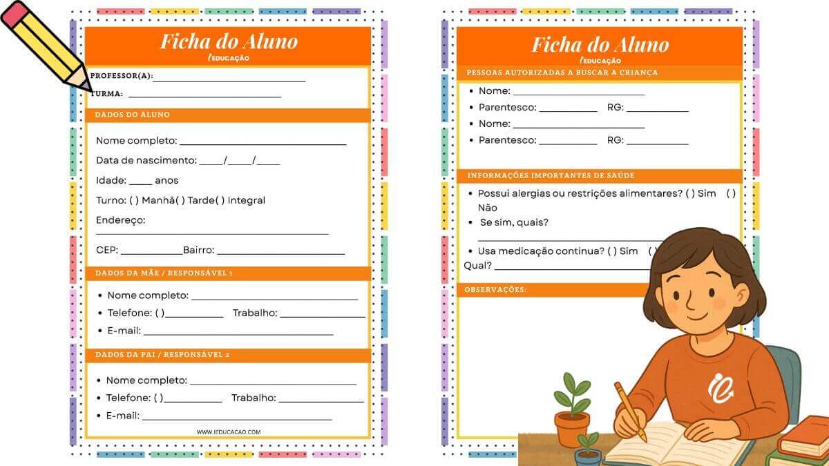 Ficha do Aluno - Ficha com o Nome do Aluno para Imprimir Ficha do Aluno com Modelos Prontos Para Imprimir - iEducação