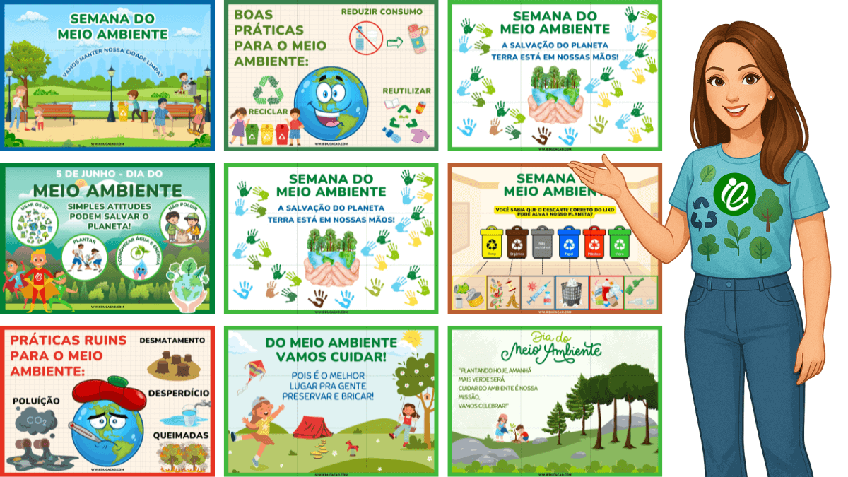 Educação Ambiental nas Escolas com Projeto de Sustentabilidade para Imprimir - iEducação Murais e Painéis do Meio Ambiente para Imprimir e montar - Projeto Educação Ambiental e sustentabilidade para crianças
