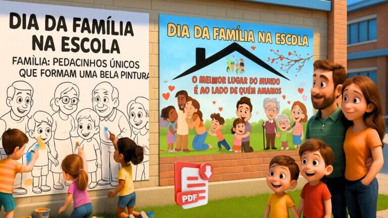 Painel Dia da Família na Escola para Imprimir em PDF Grátis