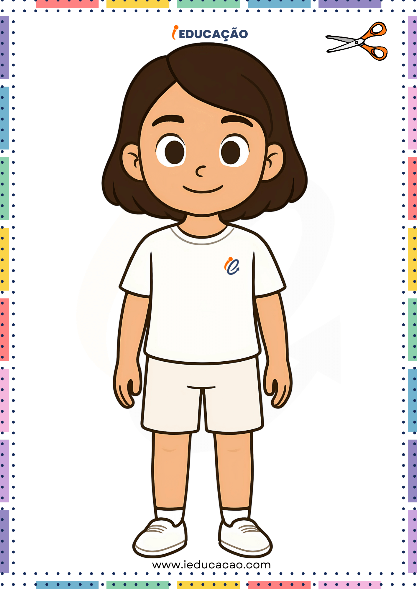 Projeto Maio Laranja com Semáforo do Toque Para Imprimir - iEducação Semáforo do Toque - Maio Laranja - Limites do Corpo - Menina