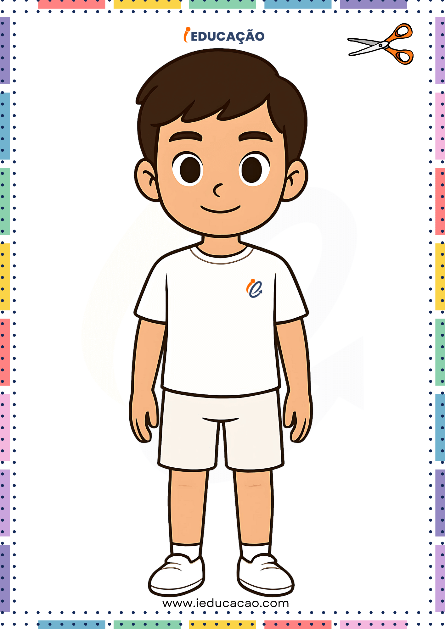 Projeto Maio Laranja com Semáforo do Toque Para Imprimir - iEducação Semáforo do Toque - Maio Laranja - Limites do Corpo - Menino