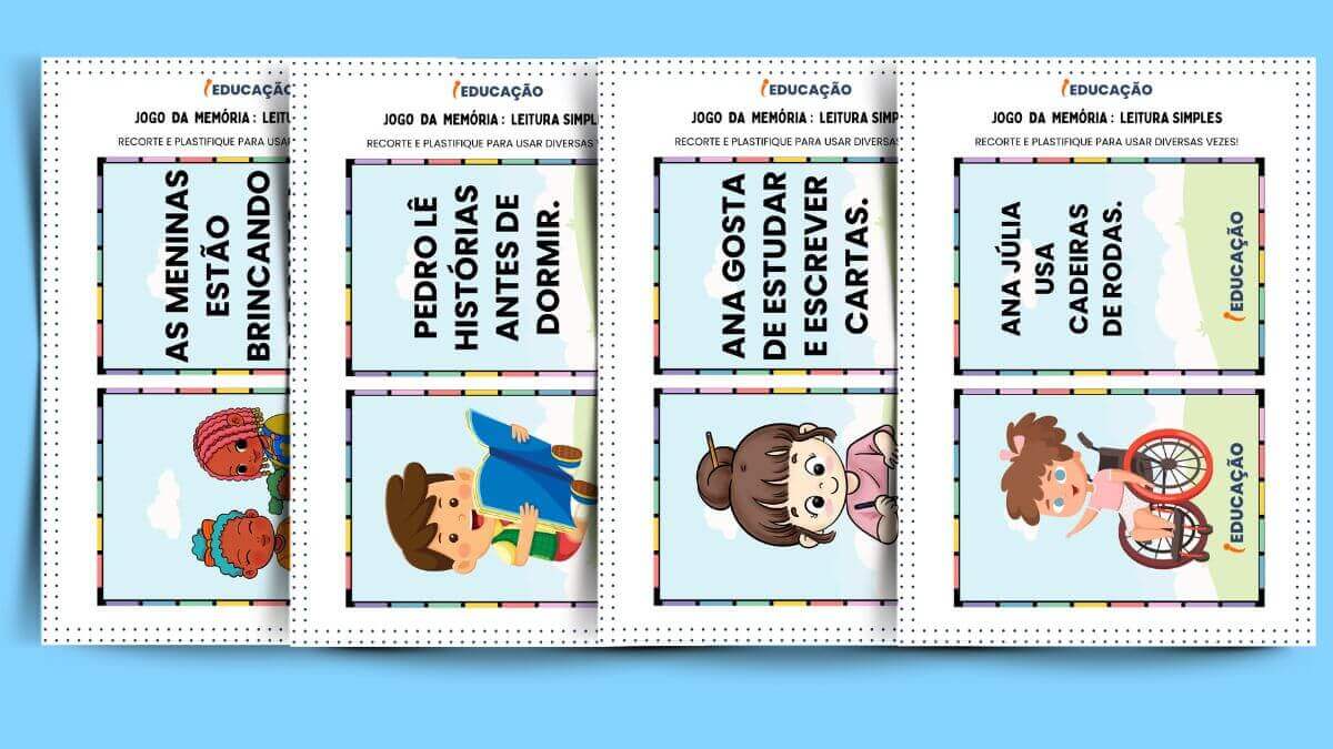 Atividades Lúdicas de Leitura e Interpretação - iEducação Atividades Lúdicas de Leitura - Jogo da Memória de Leitura Simples para Imprimir