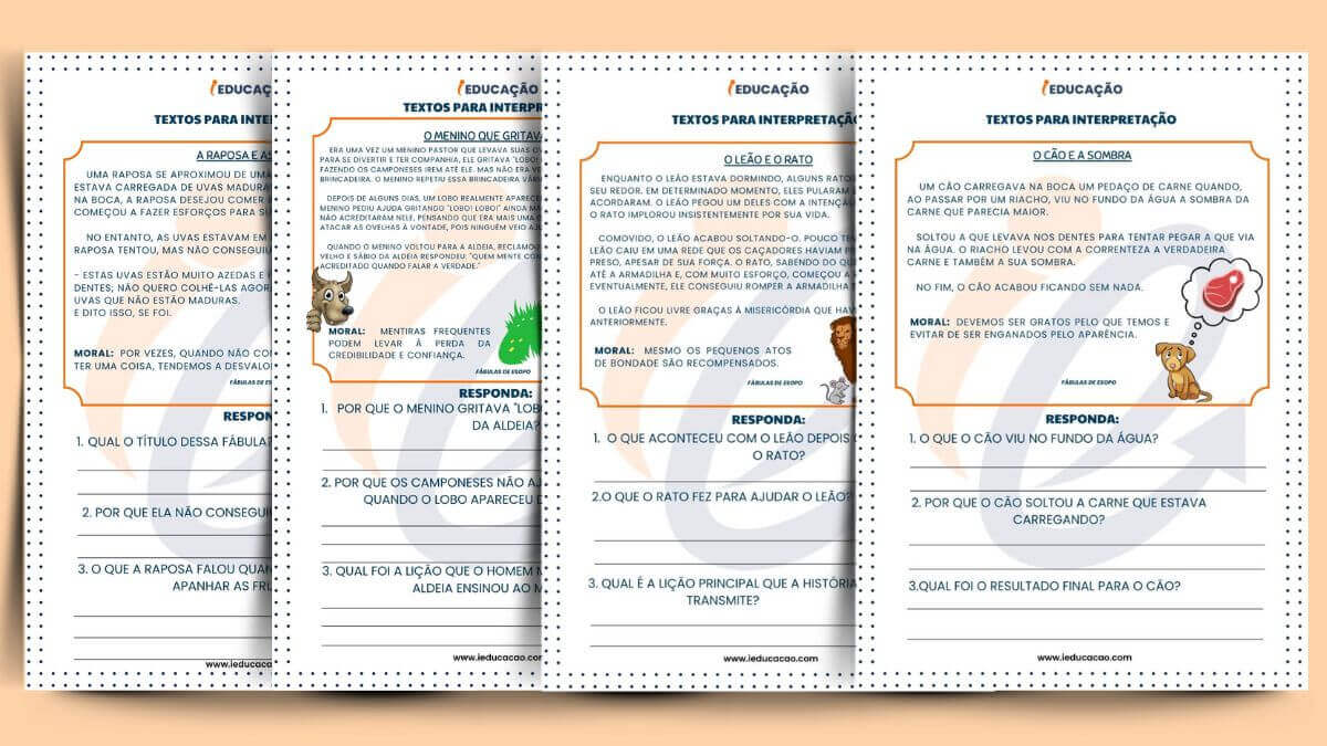 Atividades Lúdicas de Leitura e Interpretação - iEducação Atividades Lúdicas de Leitura - Textos para Interpretação Com Fábulas para Leitura