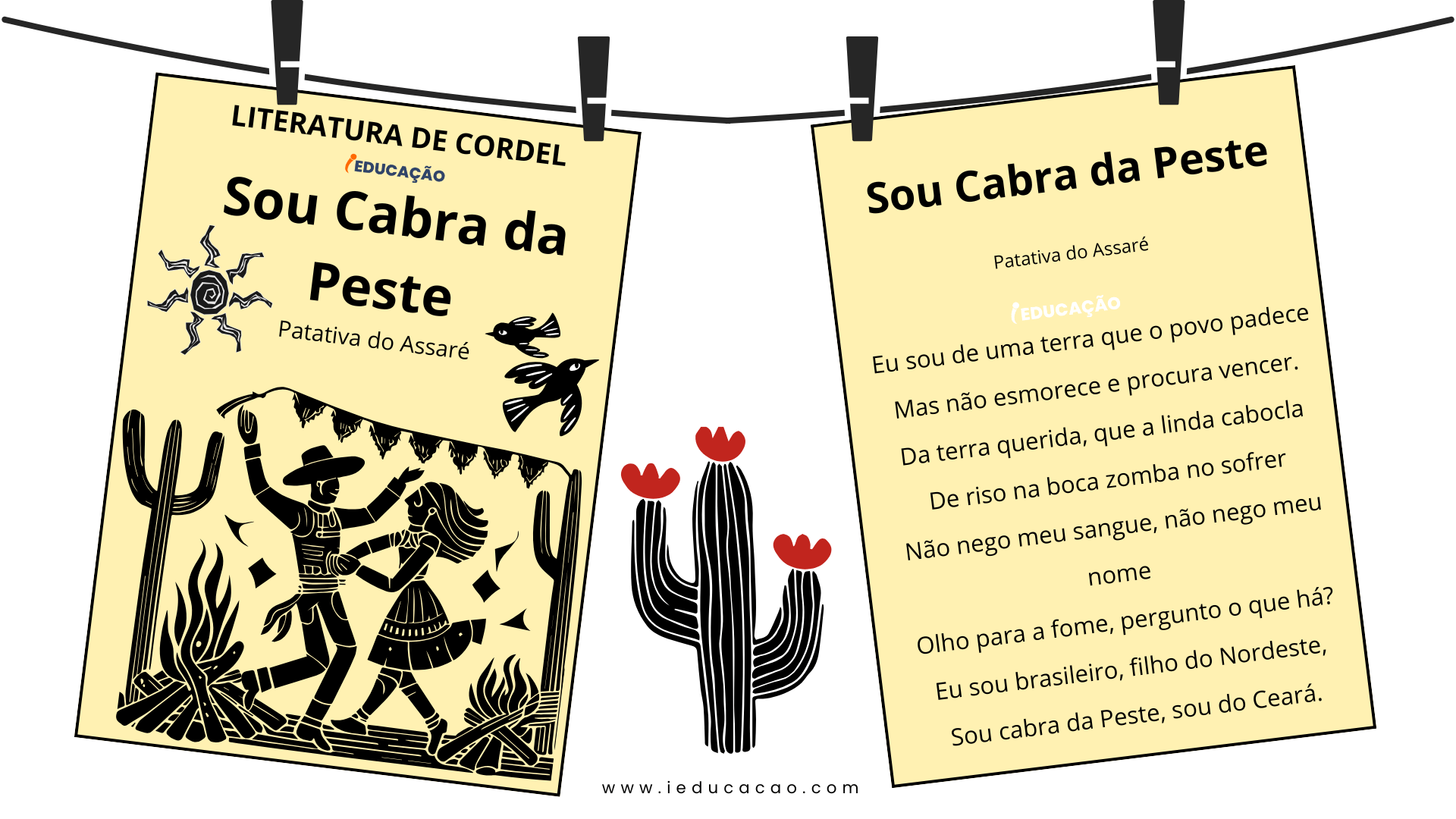 Atividades Lúdicas de Cordéis Nordestinos para Projeto Literário - iEducação Cordel Sou Cabra da Peste, de Patativa do Assaré - Cordel nordestino para imprimir - literatura de cordel