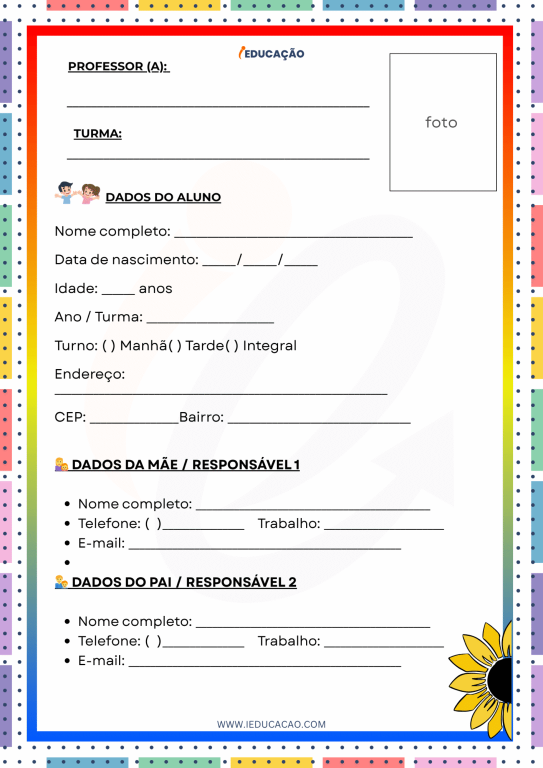 Ficha Do Aluno Com Modelos Prontos Para Imprimir Ficha Do Aluno Com Modelos Prontos Para Imprimir