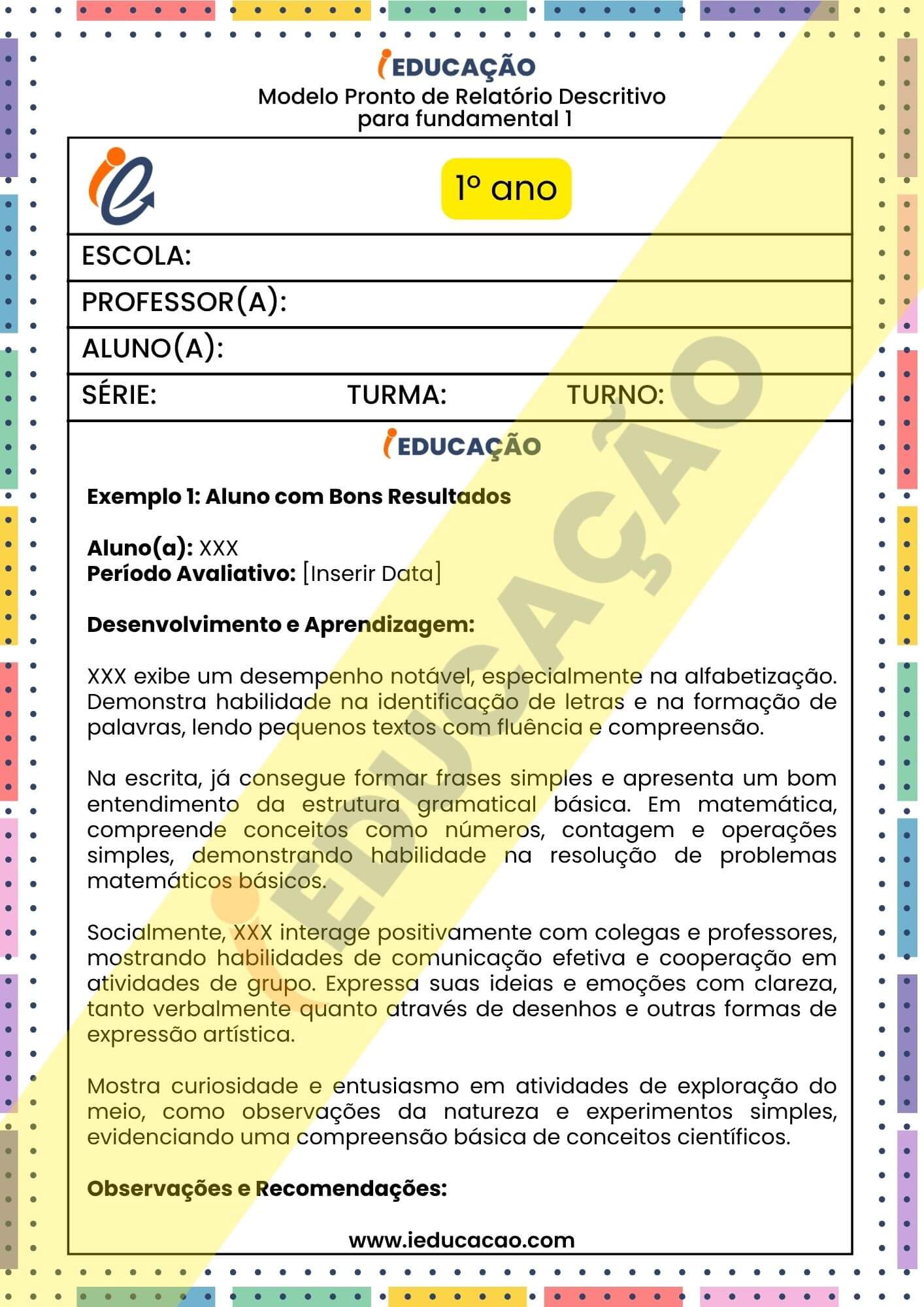 Relatório Individual do Aluno - iEducação Relatório individual do aluno amostra página de vendas 14