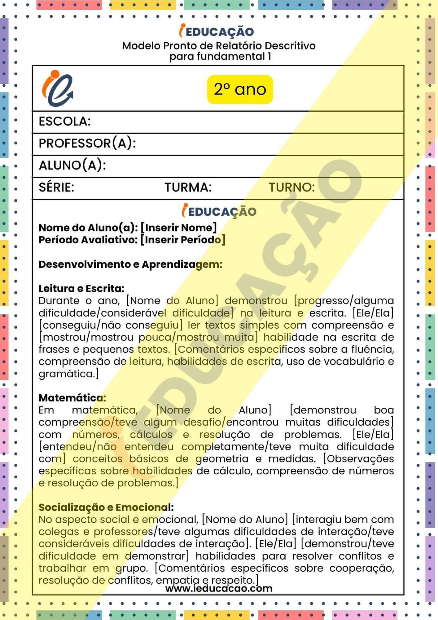 Relatório Individual do Aluno - iEducação Relatório individual do aluno amostra página de vendas 15