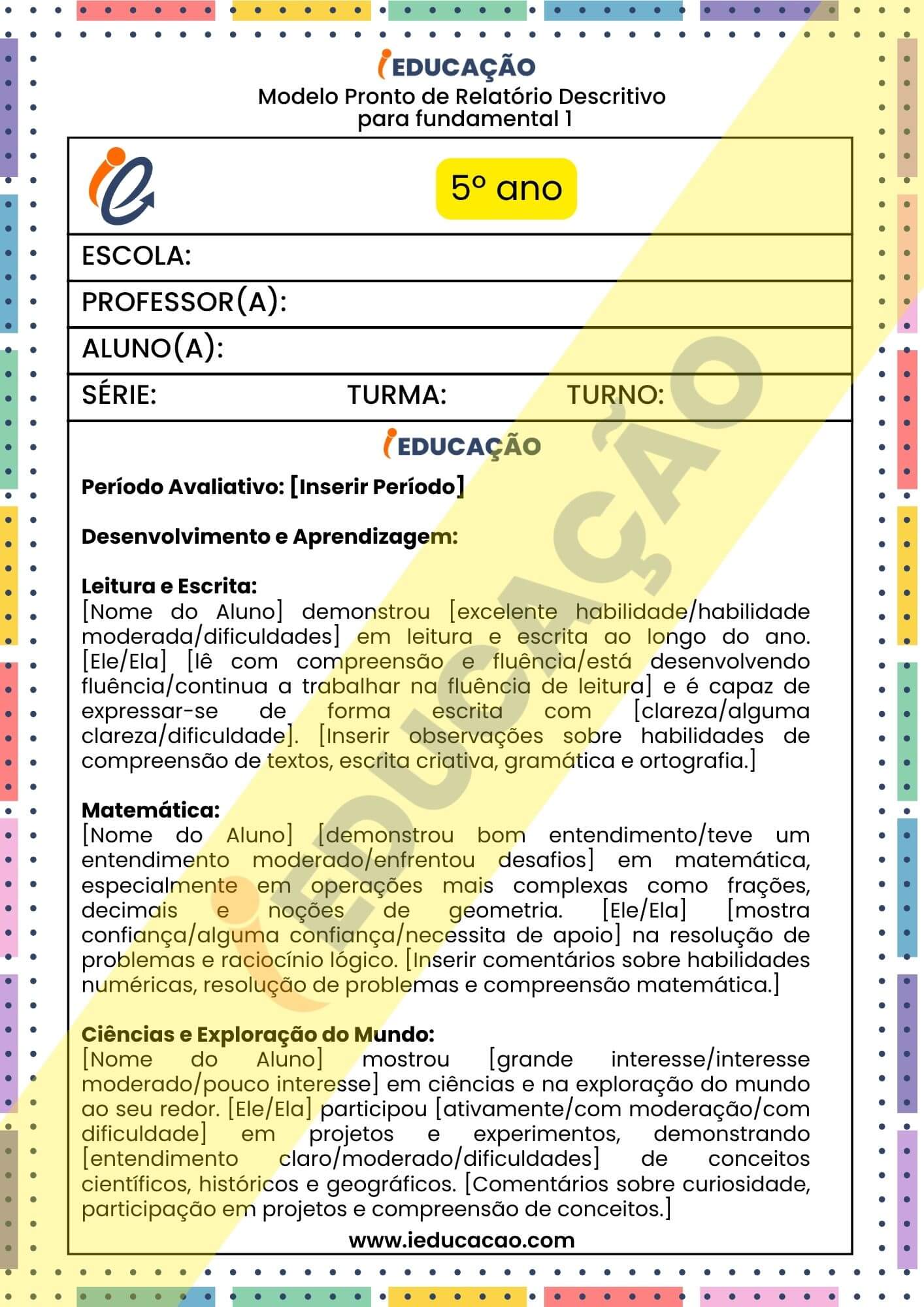 Relatório Individual do Aluno - iEducação Relatório individual do aluno amostra página de vendas 18