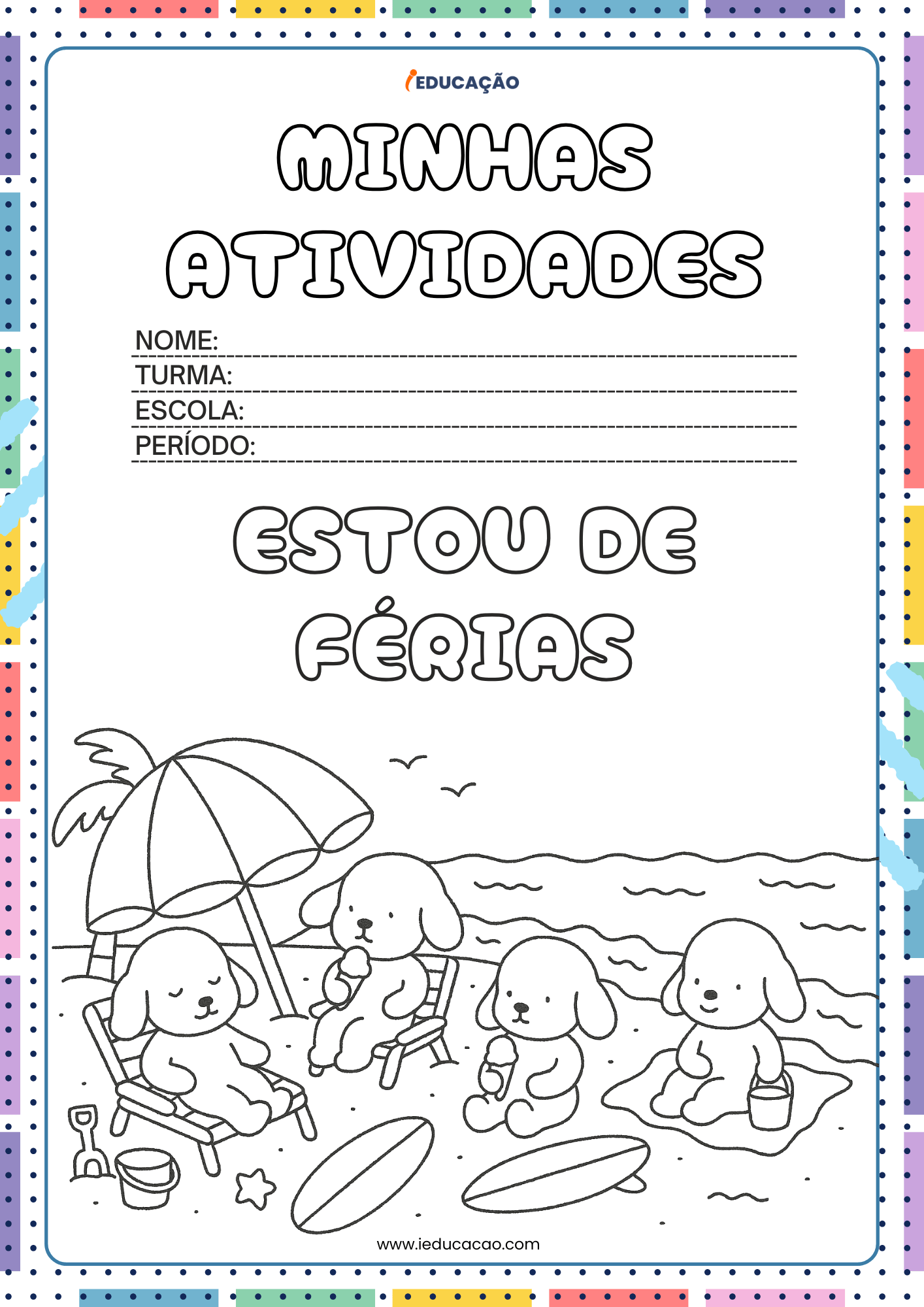 Capa Minhas Atividades com Desenhos Bobbie Goods para Colorir