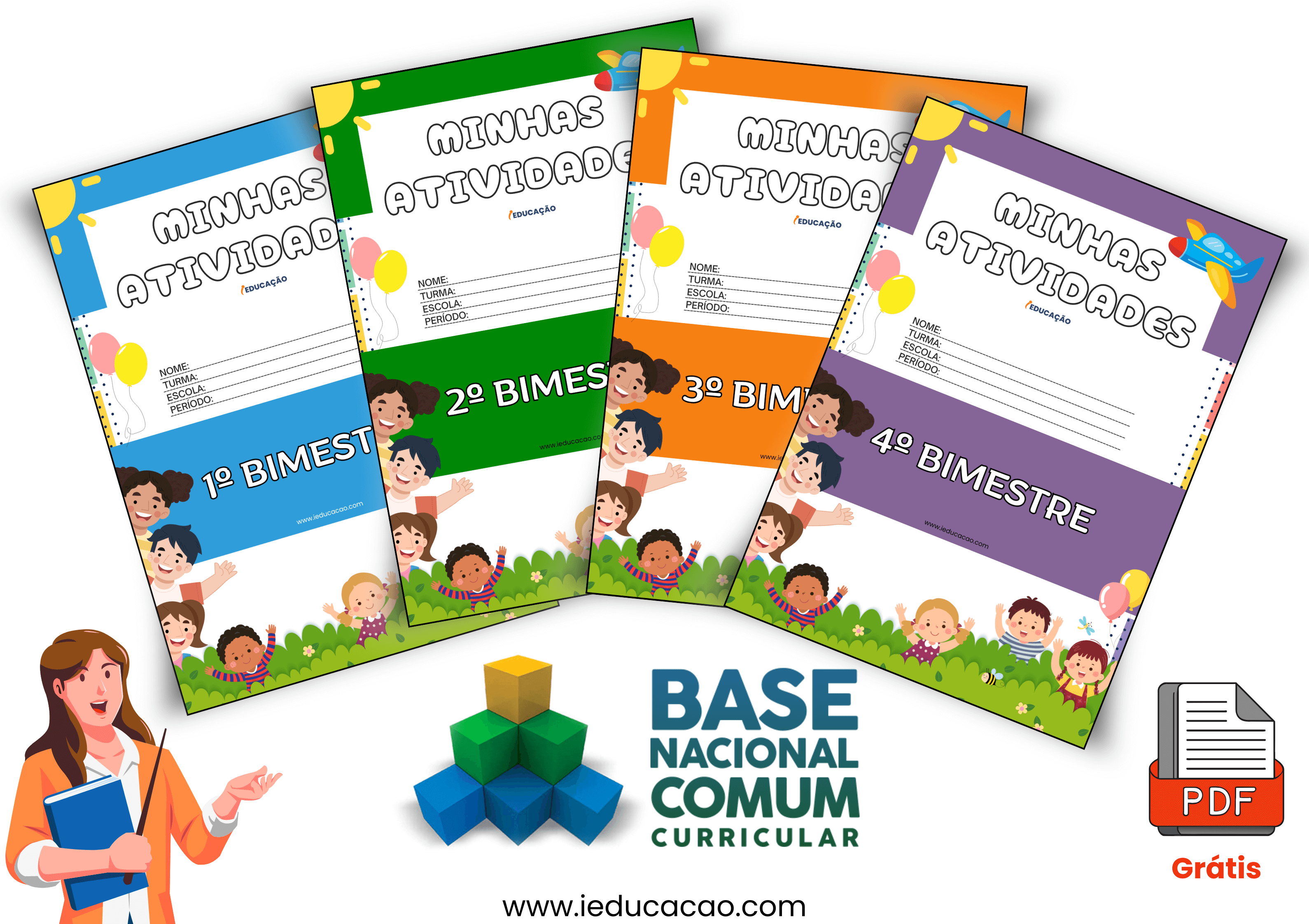 Capa Minhas Atividades em PDF Grátis para Imprimir - iEducação Capa Minhas Atividades para Educação Infantil - Capas de Atividades com modelos bimestrais para imprimir (1)