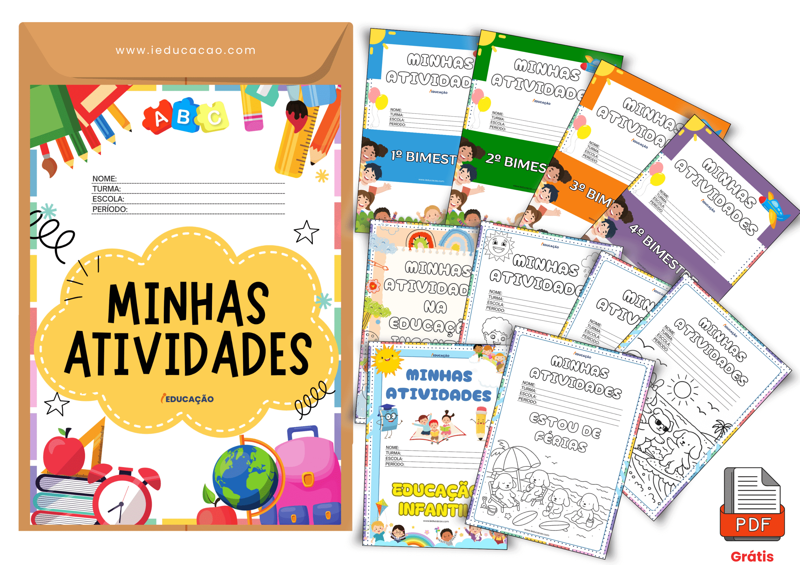 Capa Minhas Atividades em PDF Grátis para Imprimir - iEducação Capa Minhas Atividades para imprimir - Capas de Atividades para imprimir