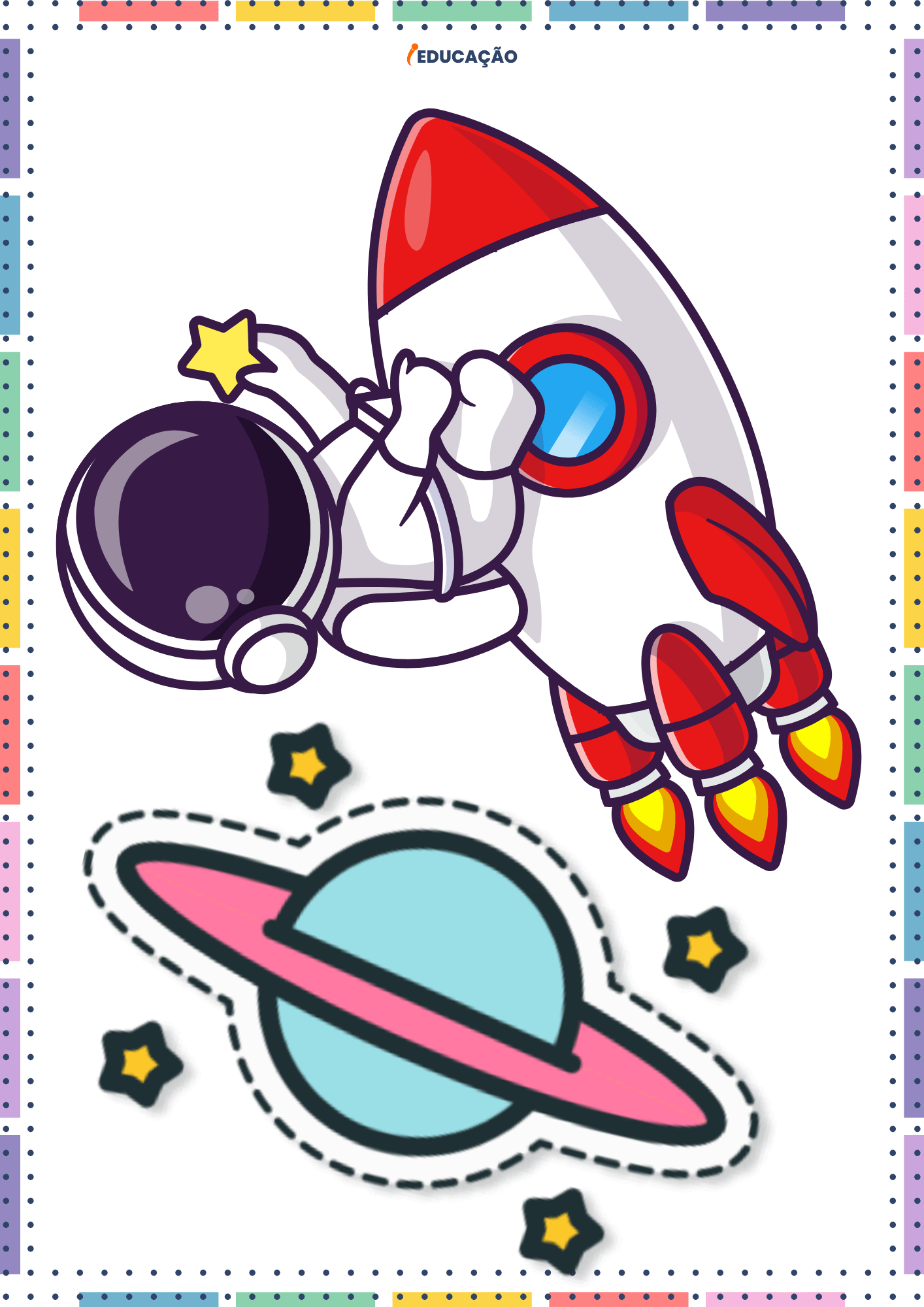 Painel Volta às Aulas para Decorar a Escola no Acolhimento dos Alunos - iEducação Painel Volta às Aulas para Imprimir - Volta às Aulas Astronautas 1