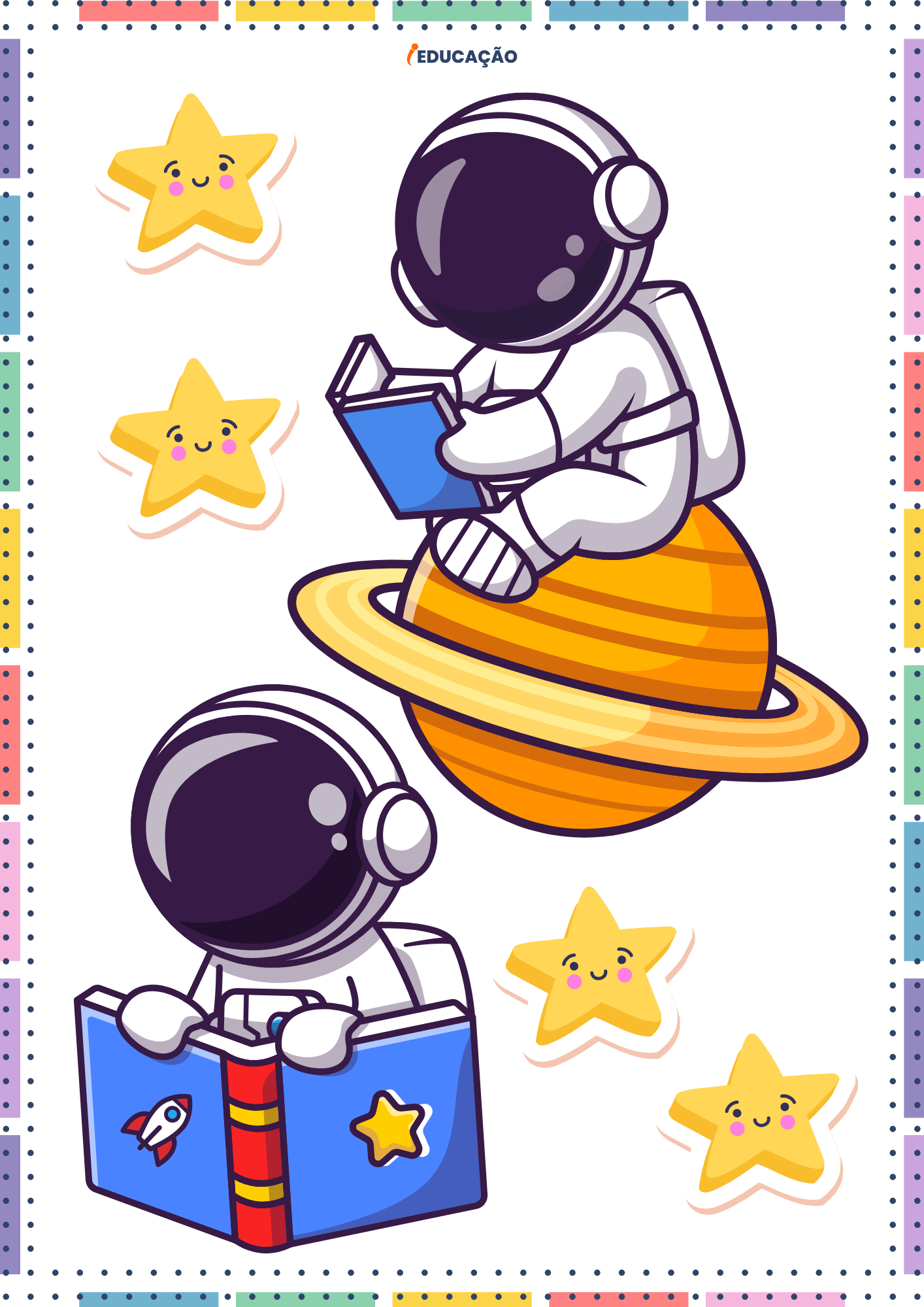 Painel Volta às Aulas para Decorar a Escola no Acolhimento dos Alunos - iEducação Painel Volta às Aulas para Imprimir - Volta às Aulas Astronautas 5