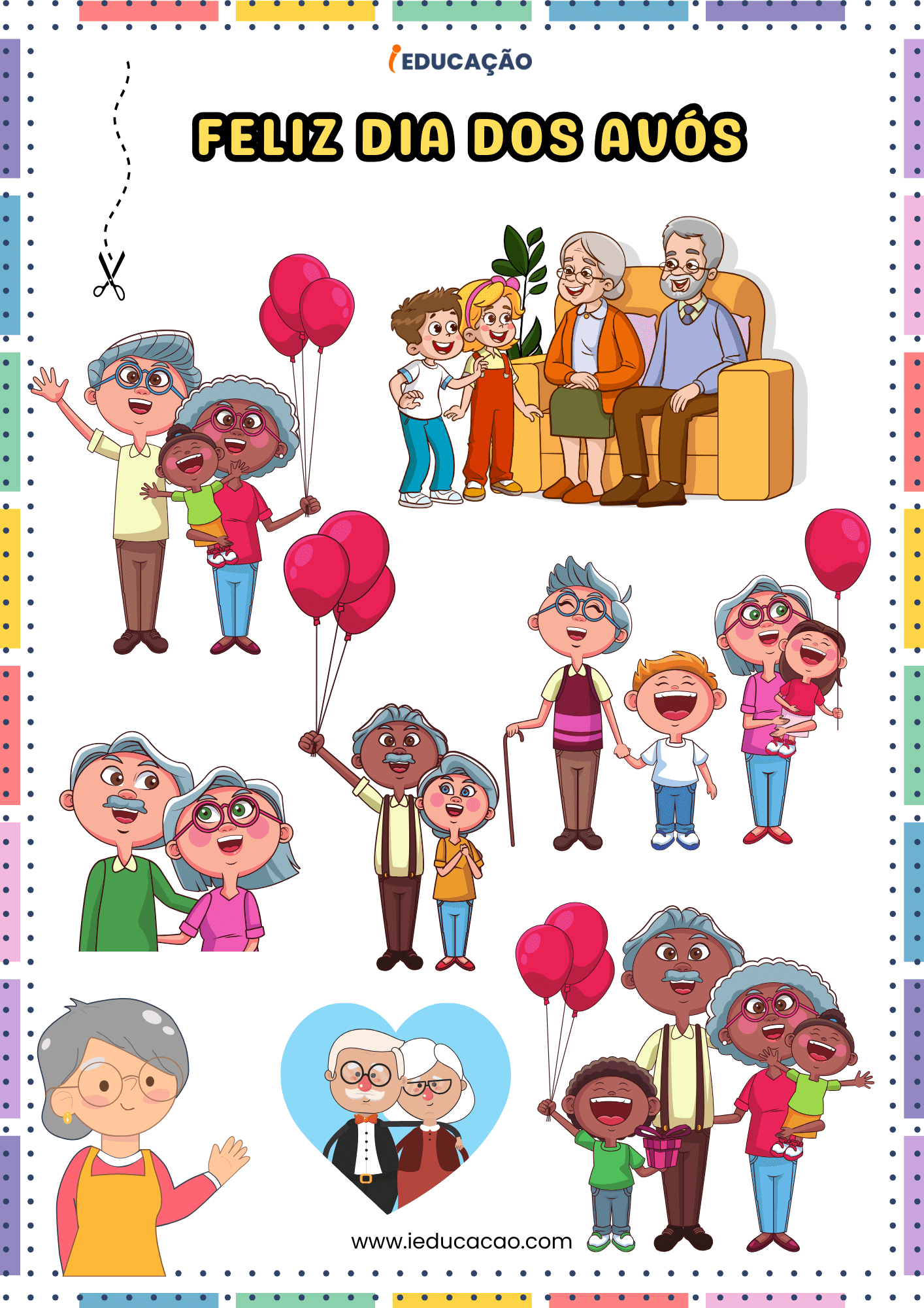 Painel Dia dos Avós Com Plano de Aula Para o Dia 26 de Julho - iEducação Painel dia dos Avós para imprimir - Dia dos Avós na Educação Infantil Feliz dia dos Avós com figuras de família para imprimir