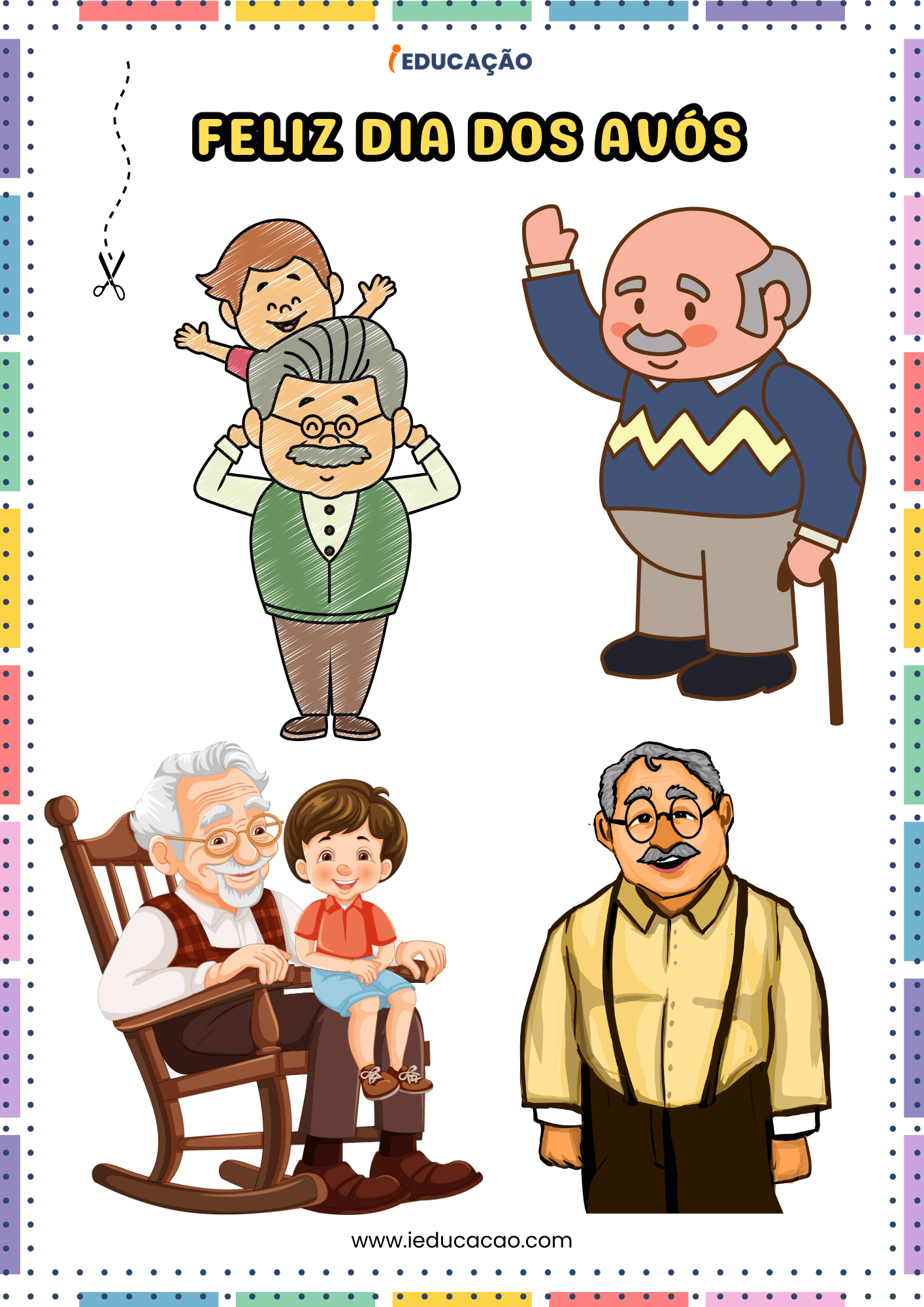 Painel Dia dos Avós Com Plano de Aula Para o Dia 26 de Julho - iEducação Painel dia dos Avós para imprimir - Dia dos Avós na Educação Infantil Feliz dia dos Avós com o vovô para imprimir