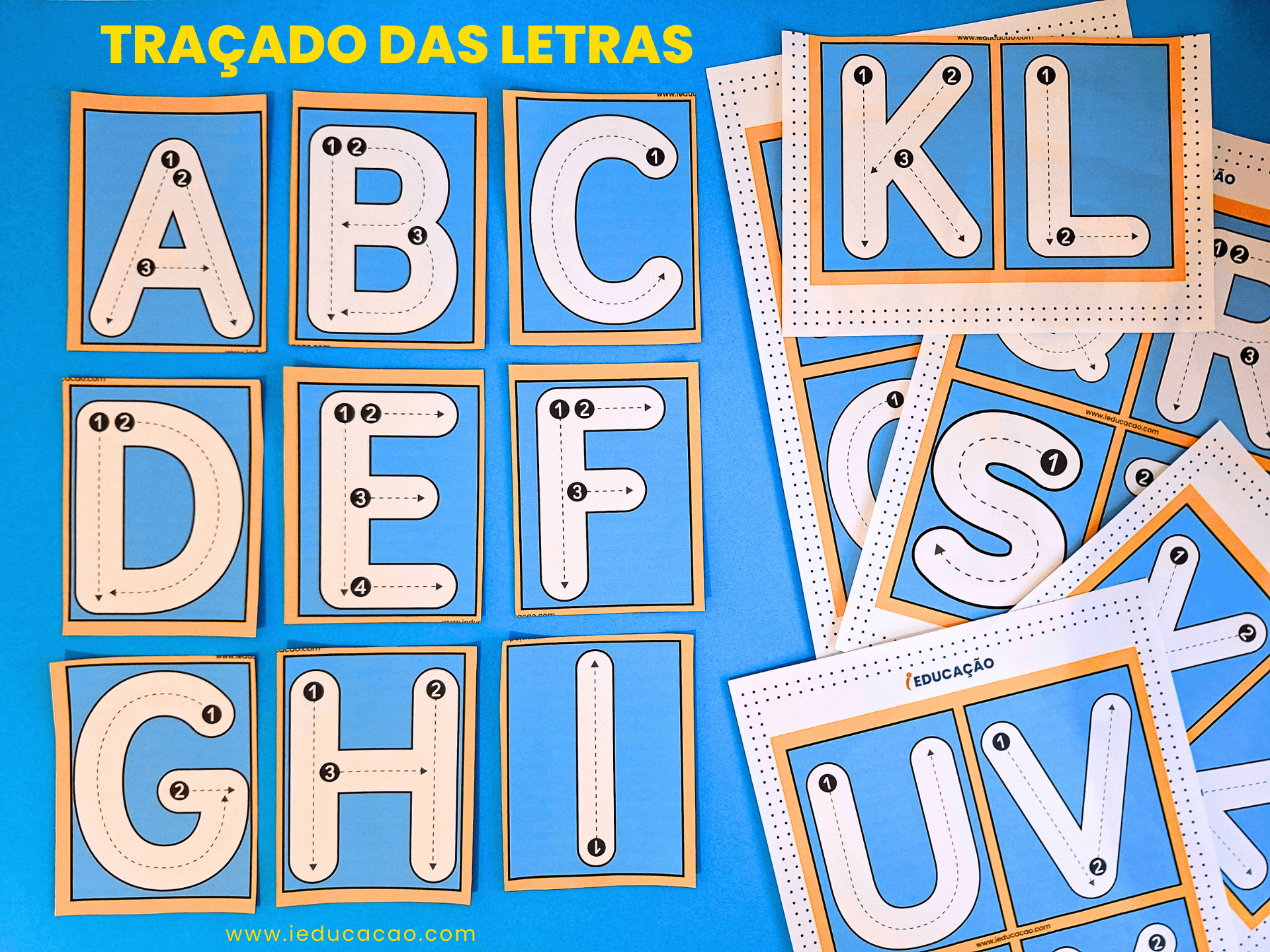 Jogo das Letras do Alfabeto para Alfabetização - iEducação Traçado das Letras do alfabeto para imprimir - Jogo Pedagógico de Alfabetização