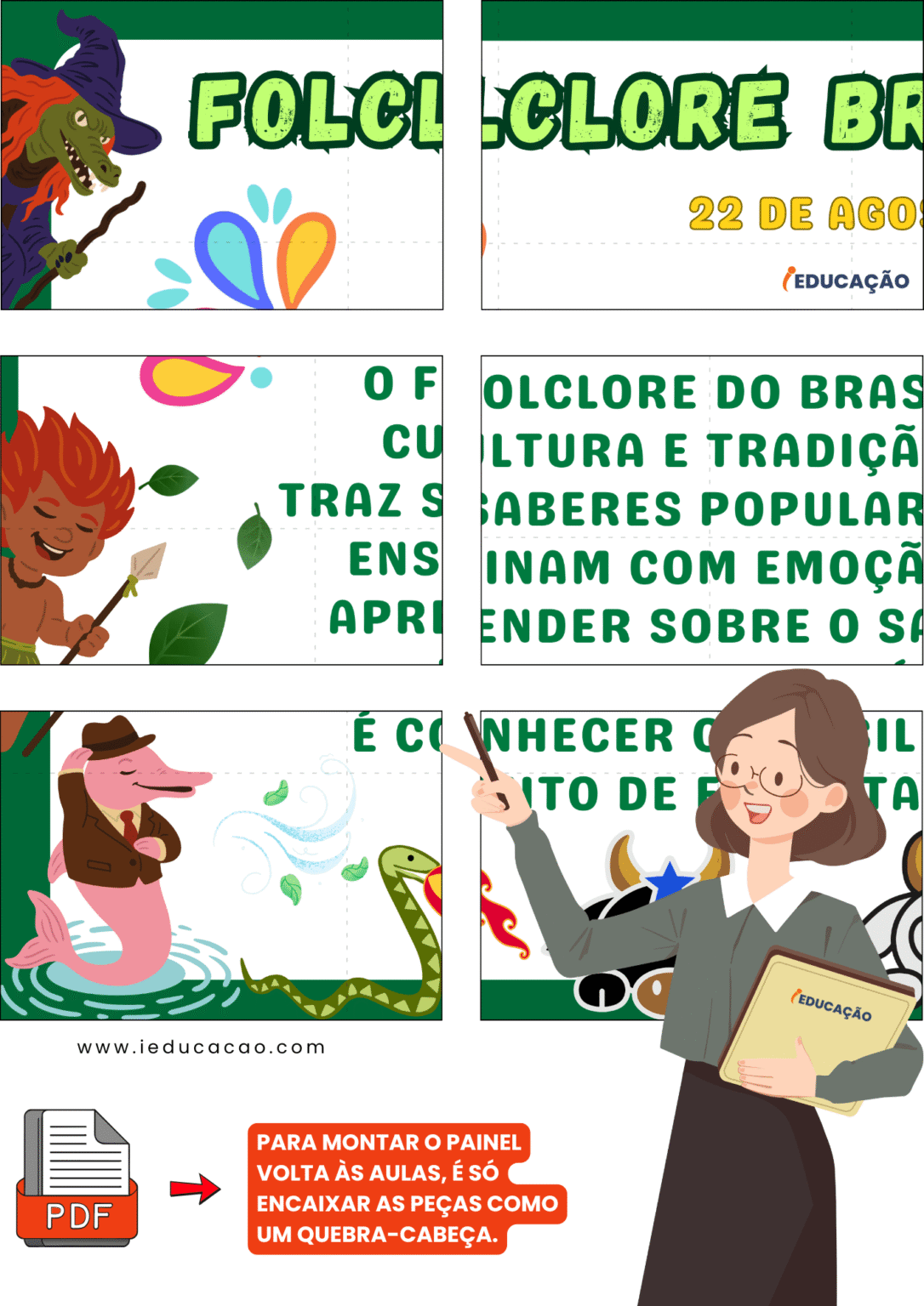 Painel do Folclore Brasileiro para Imprimir e Montar