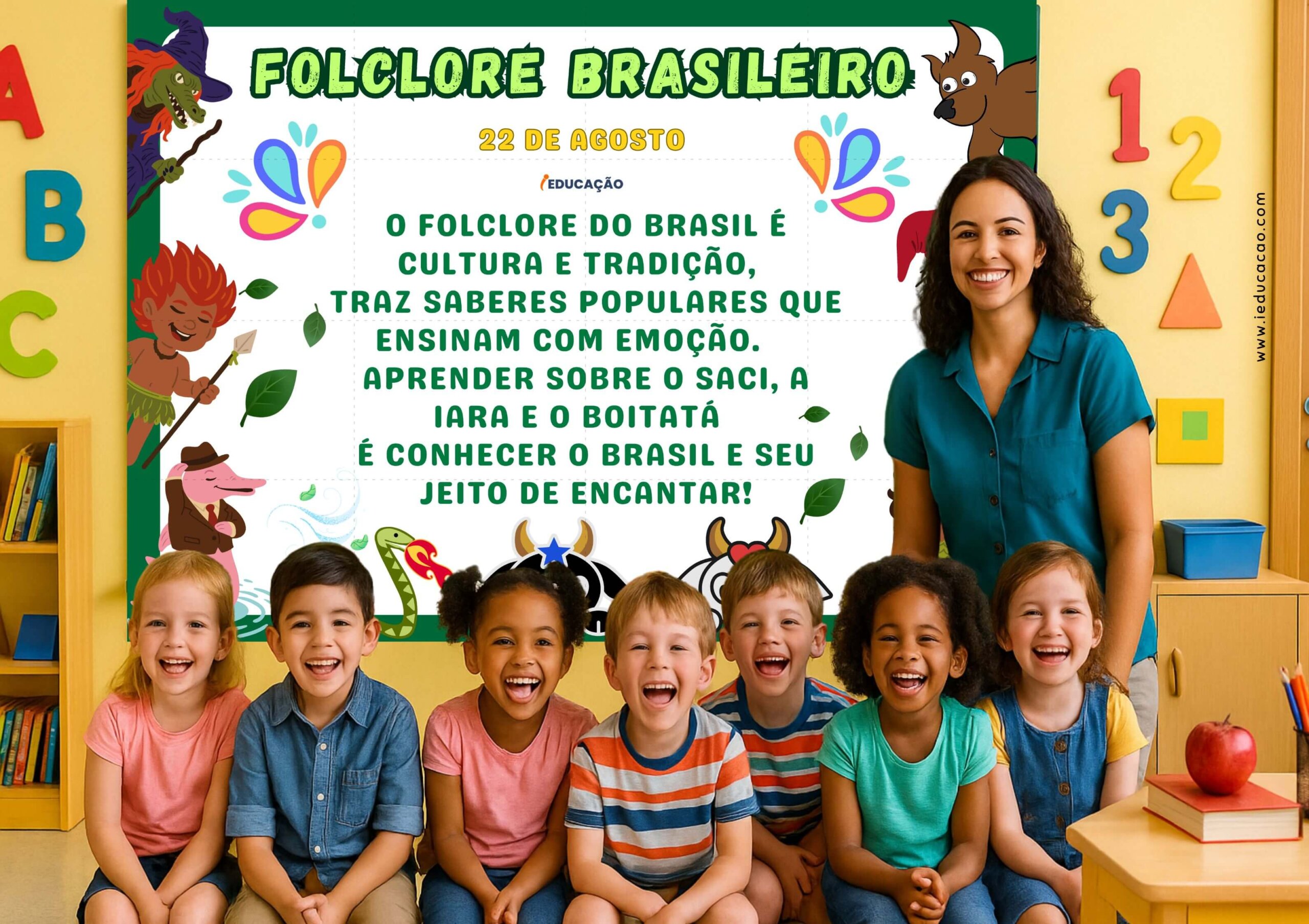 Folclore Brasileiro - Painel do Folclore Brasileiro para Imprimir e Montar - Lendas Folclóricas para Imprimir - Folclore na Educação Infantil