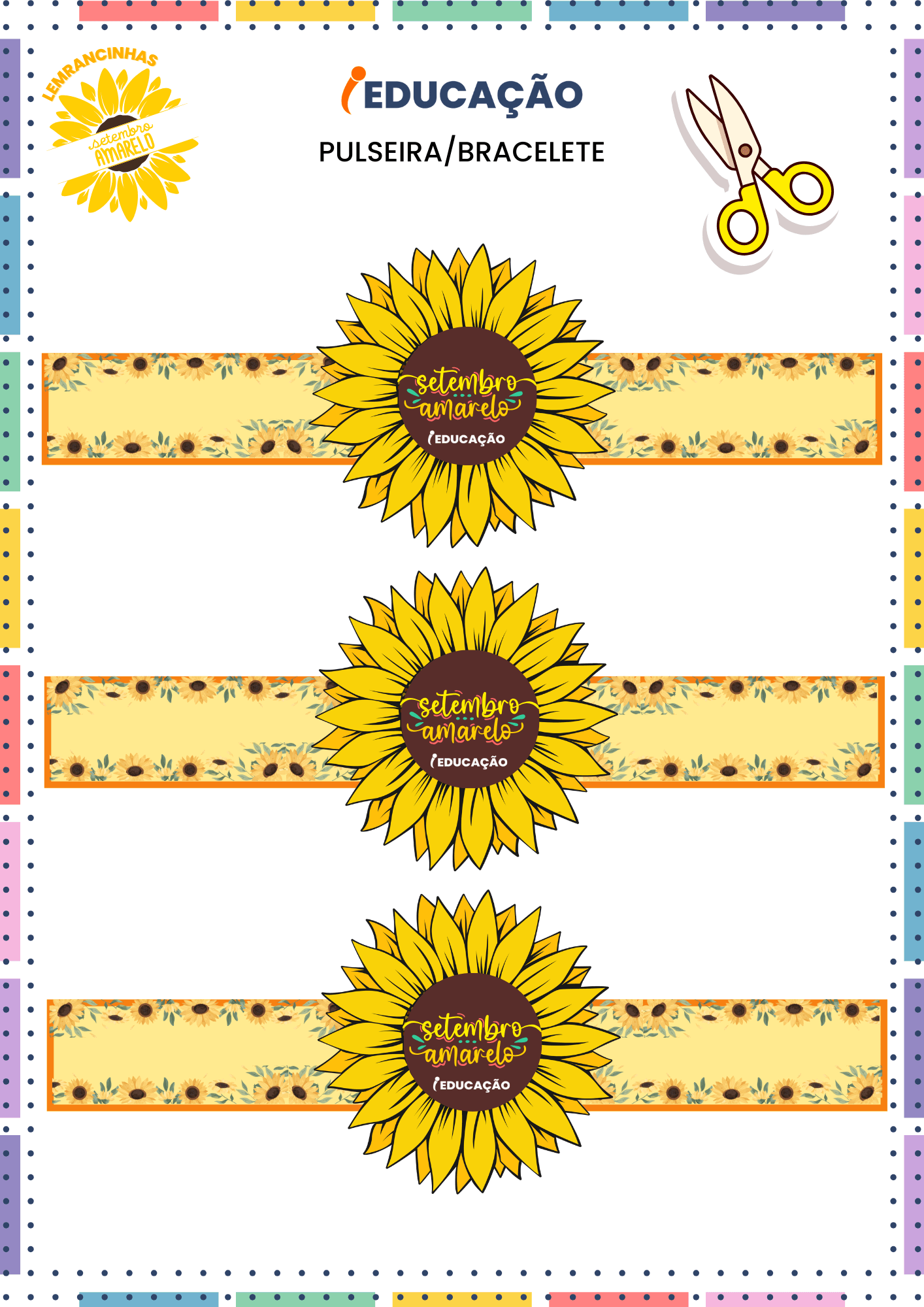 Lembrancinhas setembro amarelo c bracelete de girassol