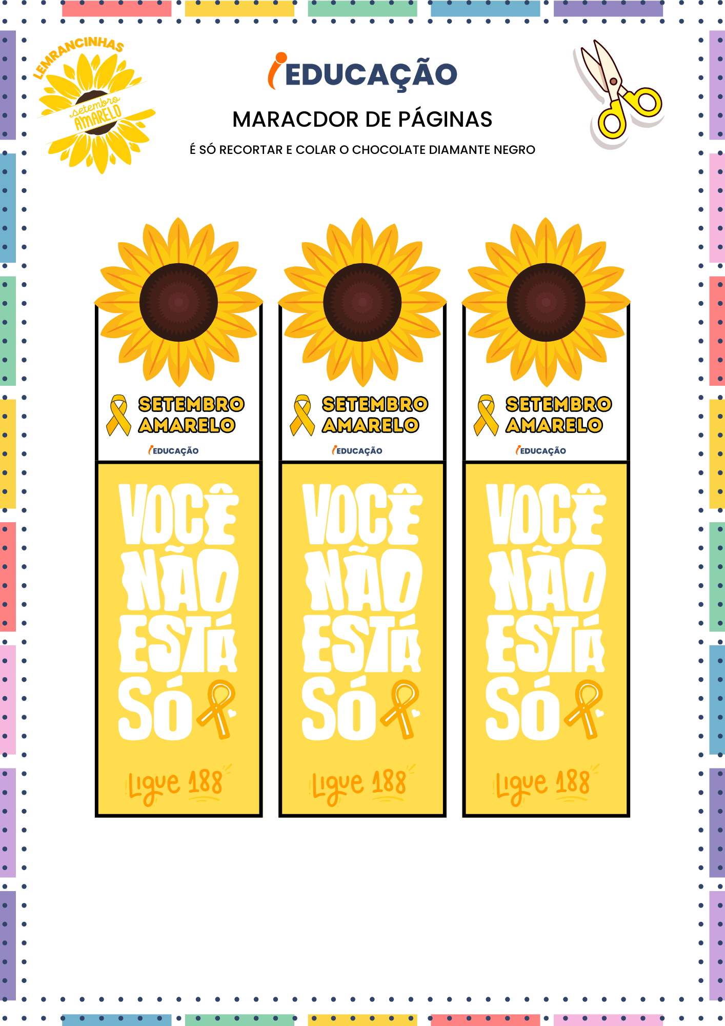 Lembrancinhas setembro amarelo - marcador de páginas do Girassol