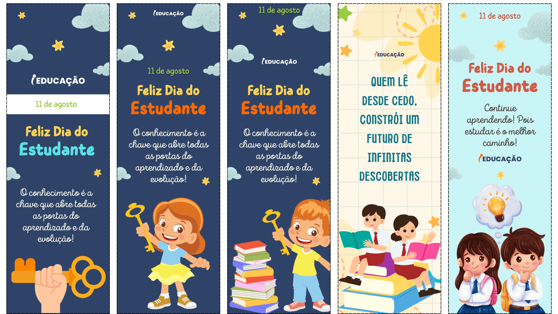Lembrancinhas para o Dia dos Estudantes com Kit Gratuito para Imprimir - iEducação lembrancinhas-para-o-dia-dos-estudantes. Marcadores de páginas com mensagem dia do estudante