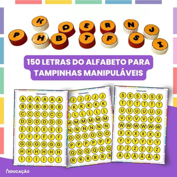 150 letras do alfabeto para tampinhas manipuláveis