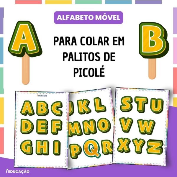 Alfabeto Móvel para Colar em tampinhas de garrafa pet