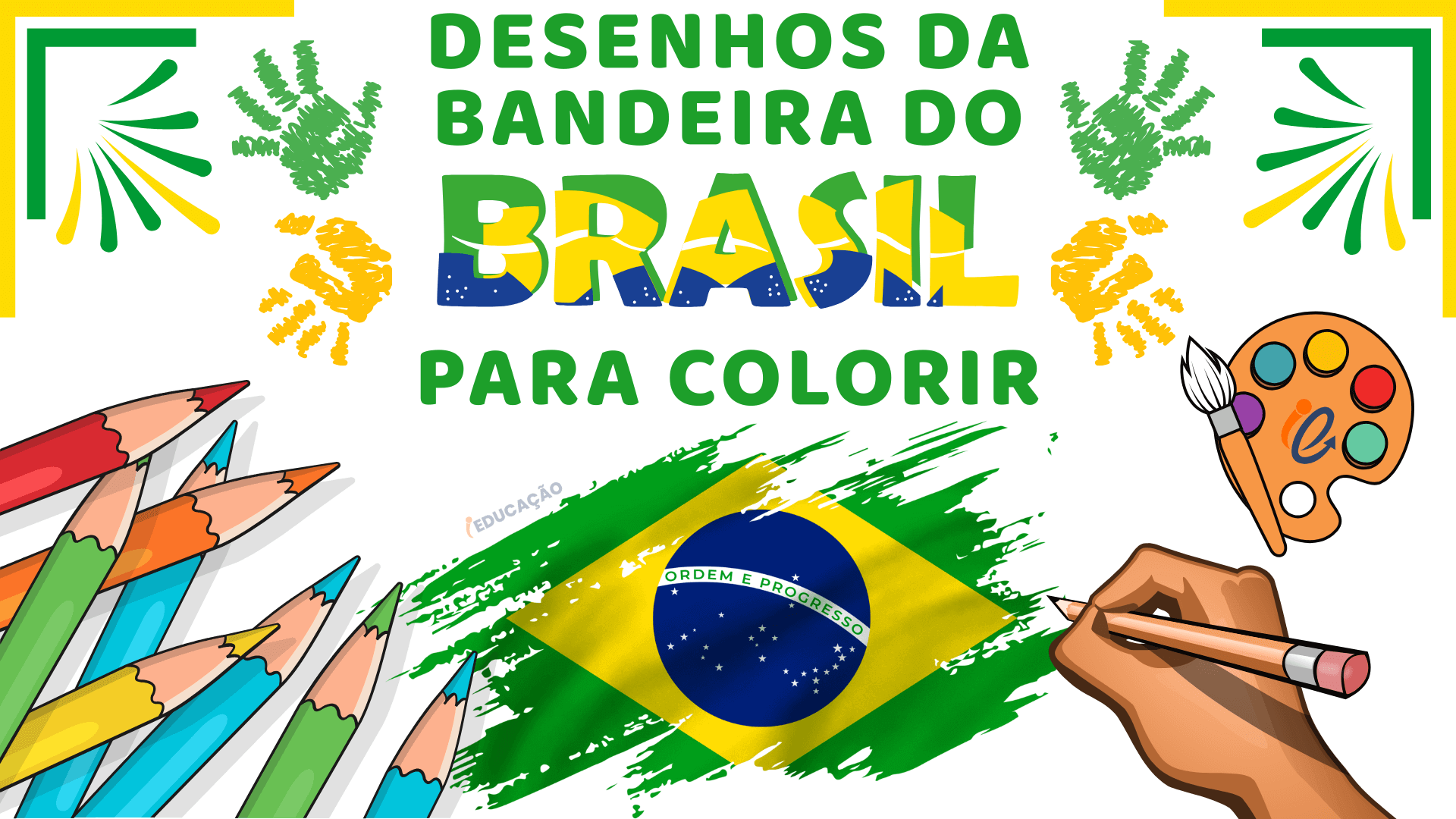 Desenhos da Bandeira do Brasil para Colorir - Bandeira do Brasil para pintar e colorir