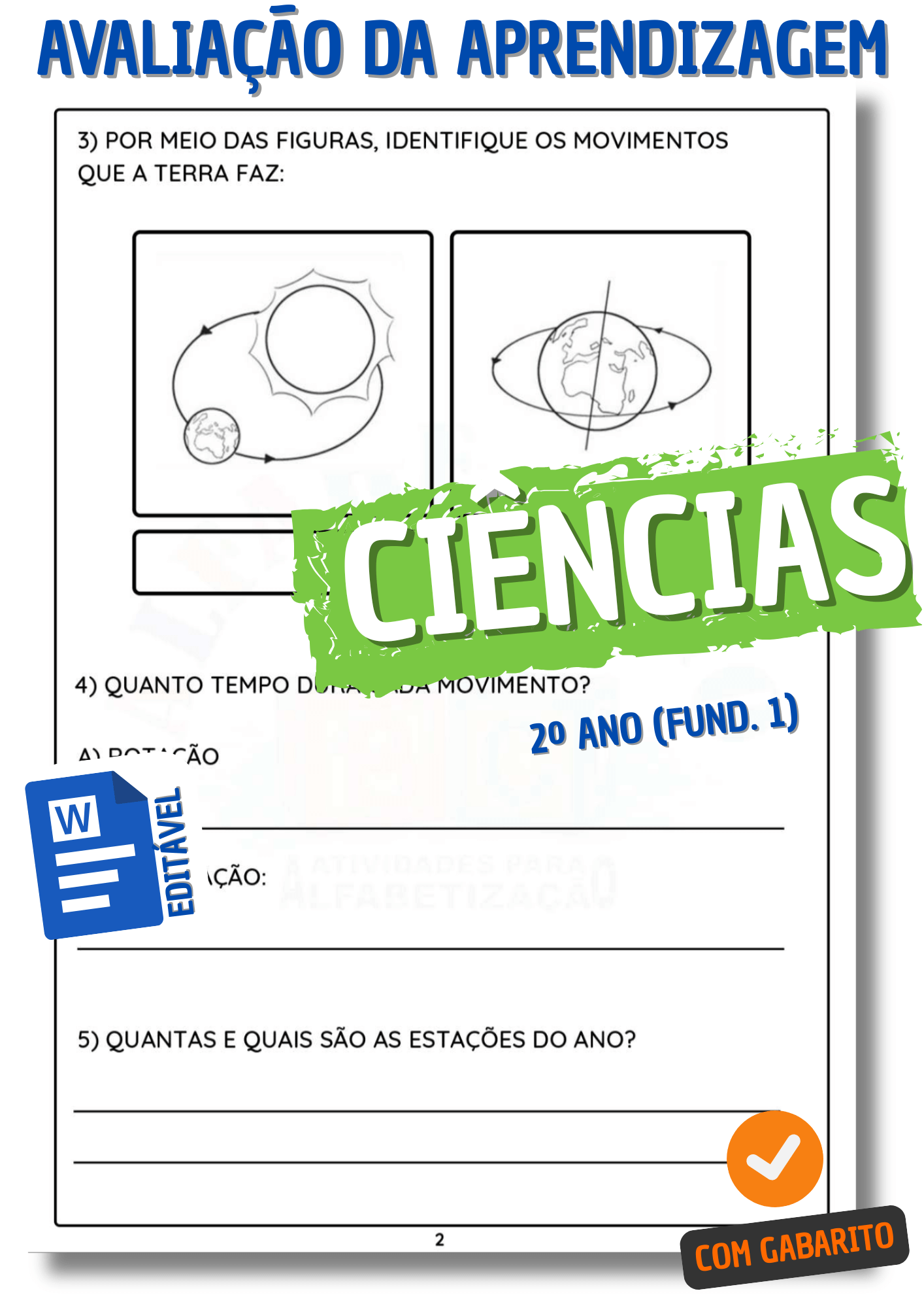 Provas Editáveis para Avaliação da Aprendizagem no 2º ano do Ensino Fundamental 1 -  Prova de ciências para o 2º ano fundamental 1 - atividade avaliativa de ciências