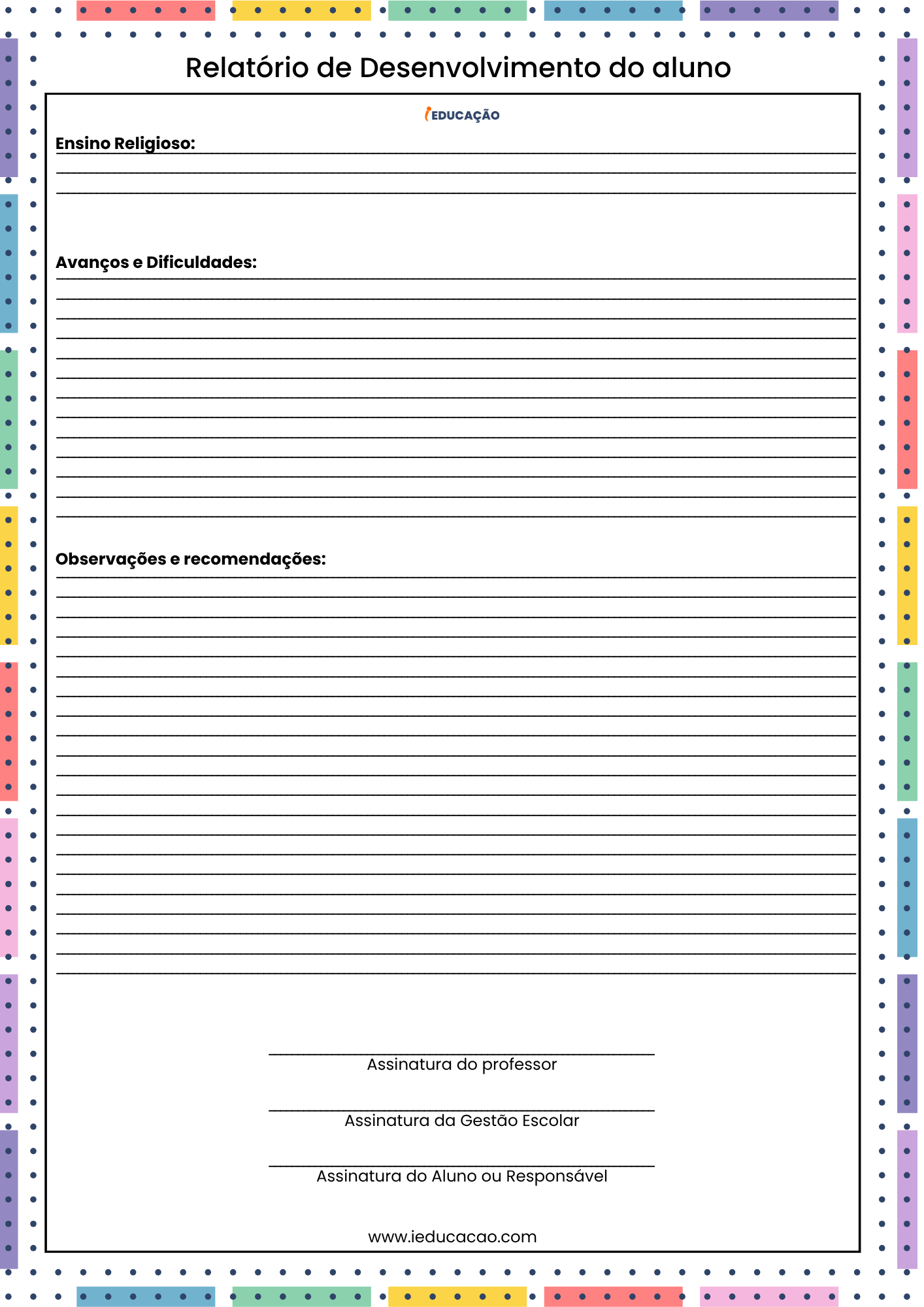 Relatório de Desenvolvimento do aluno no Ensino Fundamental 1 - Modelo pronto de relatório individual do aluno - Relatório descritivo do aluno de acordo com a BNCC - Parte 2