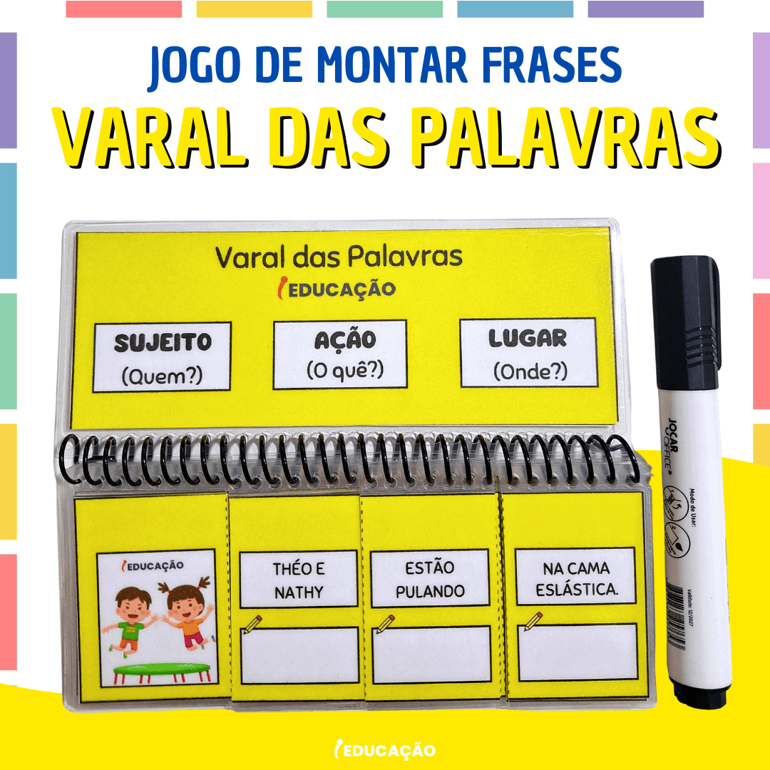Varal das Palavras - Jogo das Palavras para Criar Frases- Atividade Lúdica de Alfabetização para ensinar leitura e escrita