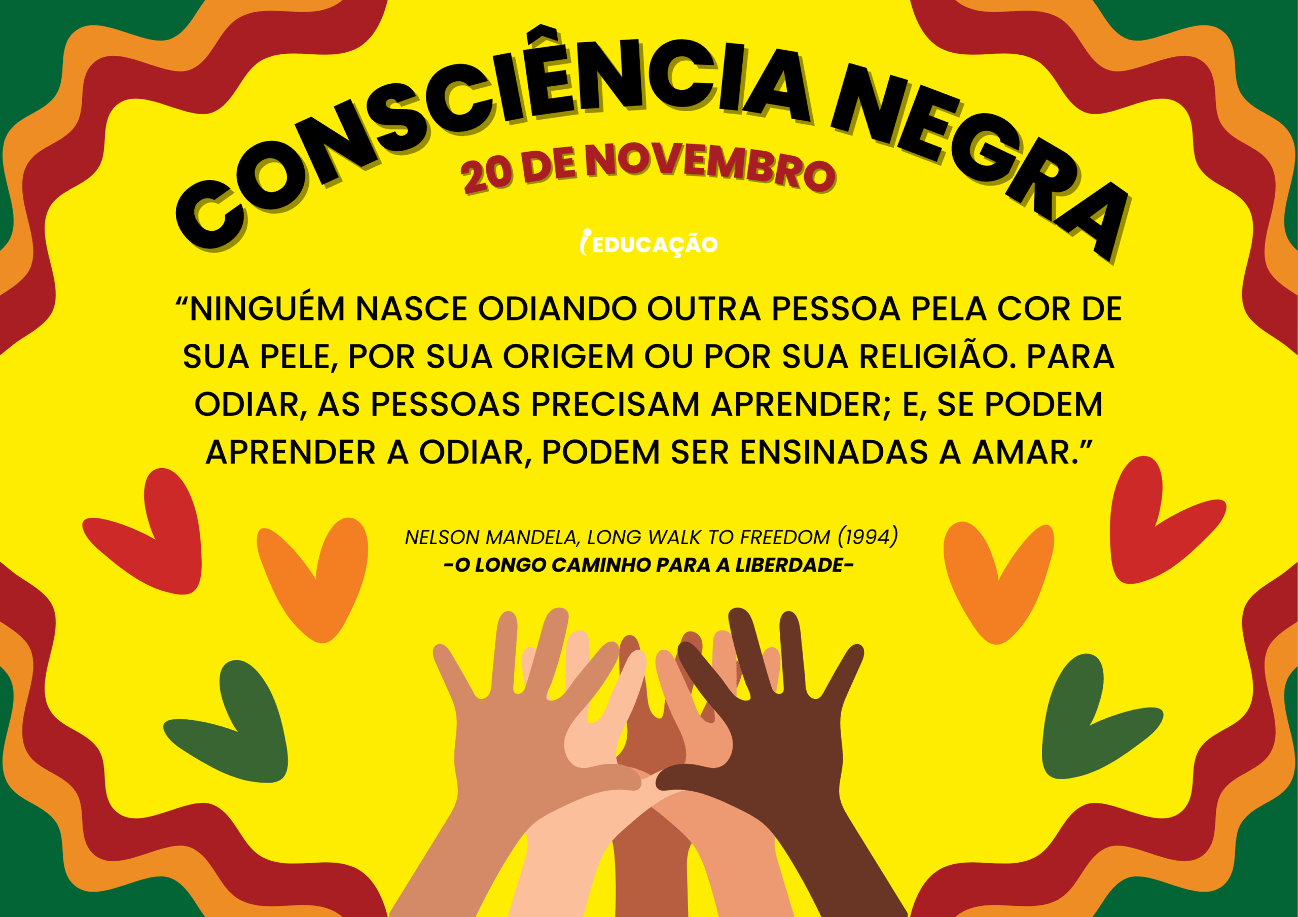 Painel da Consciência Negra para Imprimir com Frase de Nelson Mandela - Texto da Consciência Negra