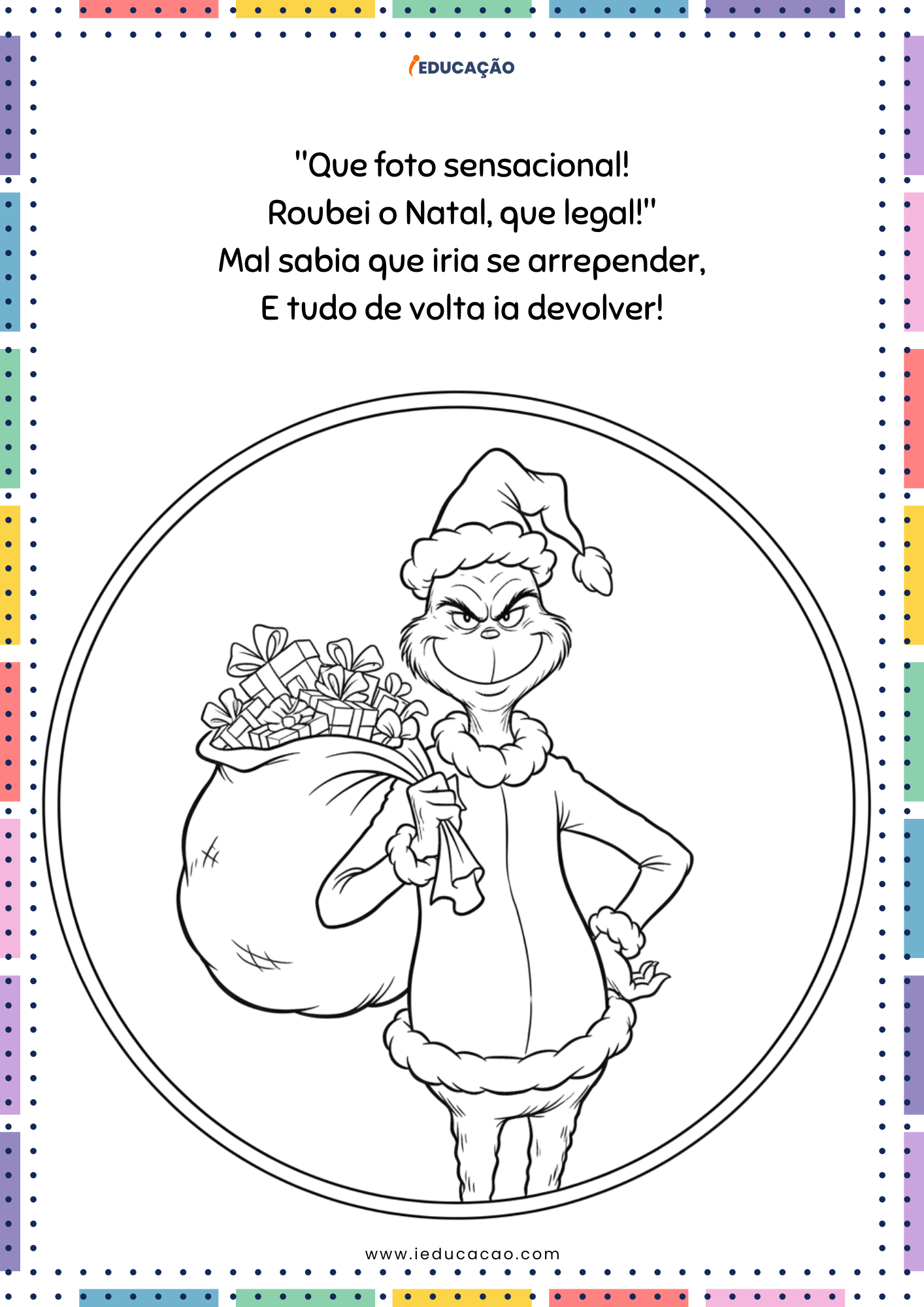 Desenhos do Grinch Para Colorir no Natal Desenhos do Grinch Para Colorir no Natal Com Leituras Simples