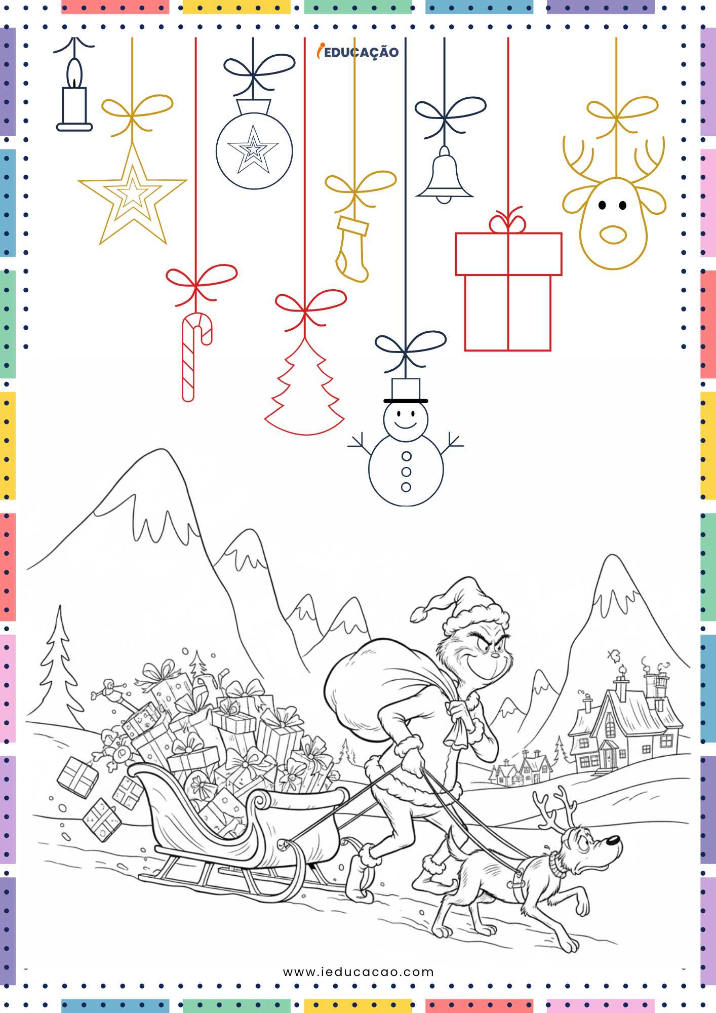 Desenhos do Grinch Para Colorir no Natal Desenhos do Grinch Para Colorir no Natal - Grinch fantasiado de papai noel no trenó
