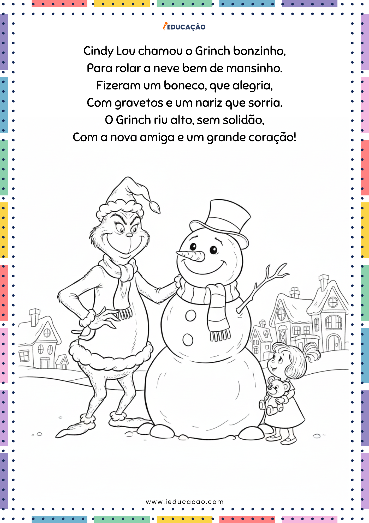 Desenhos do Grinch Para Colorir no Natal Desenhos do Grinch Para Colorir no Natal com boneco de neve para colorir