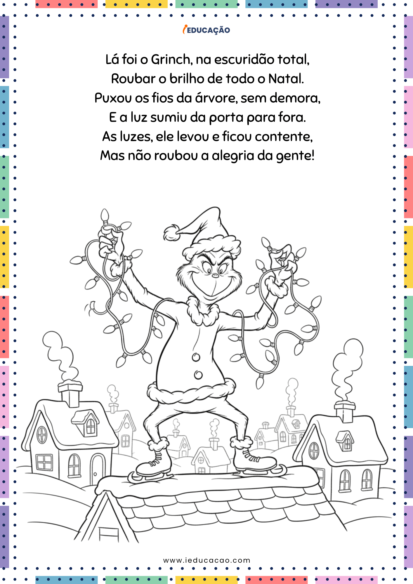 Desenhos do Grinch Para Colorir no Natal Desenhos do Grinch Para Colorir no Natal com poemas de natal sobre o filme Grich