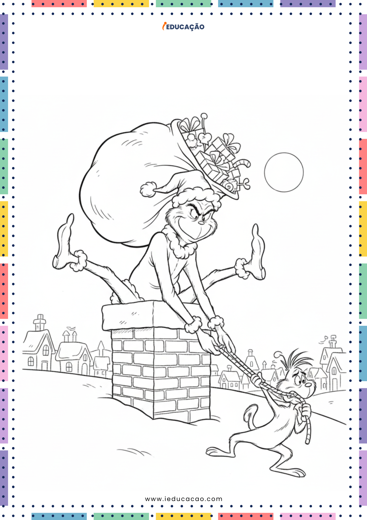 Desenhos do Grinch Para Colorir no Natal Desenhos do Grinch descendo pela chaminé - desenhos para colorir do Grinch no natal