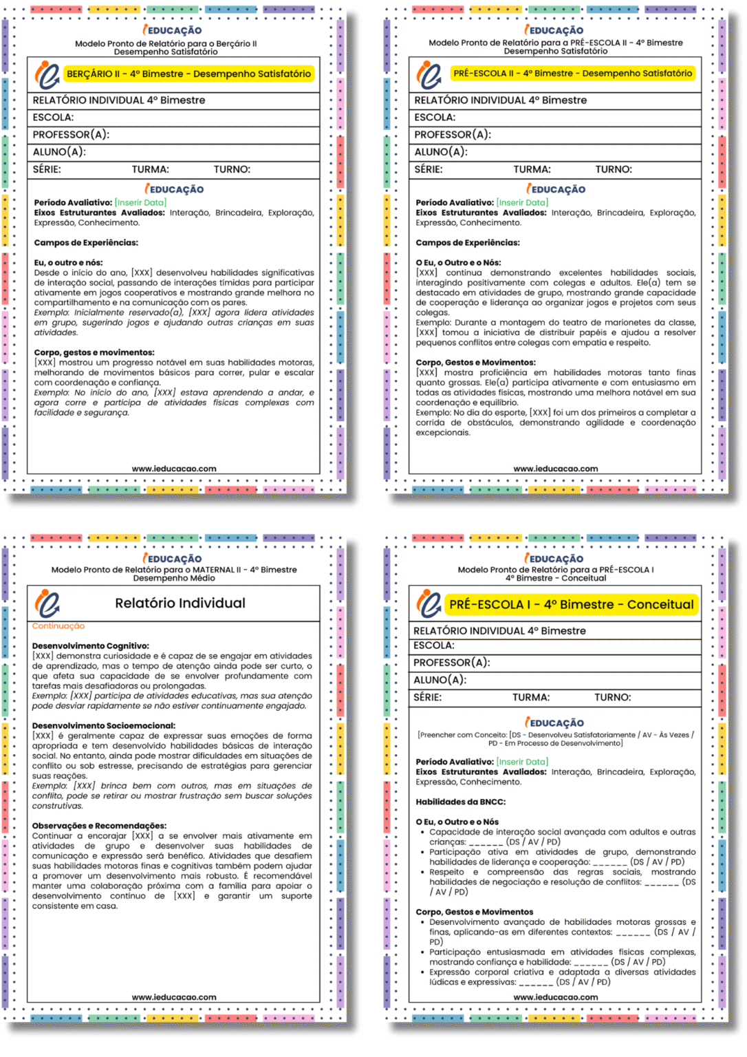Relatorio Modelos de Relatório Final Escolar com Registros Descritivos